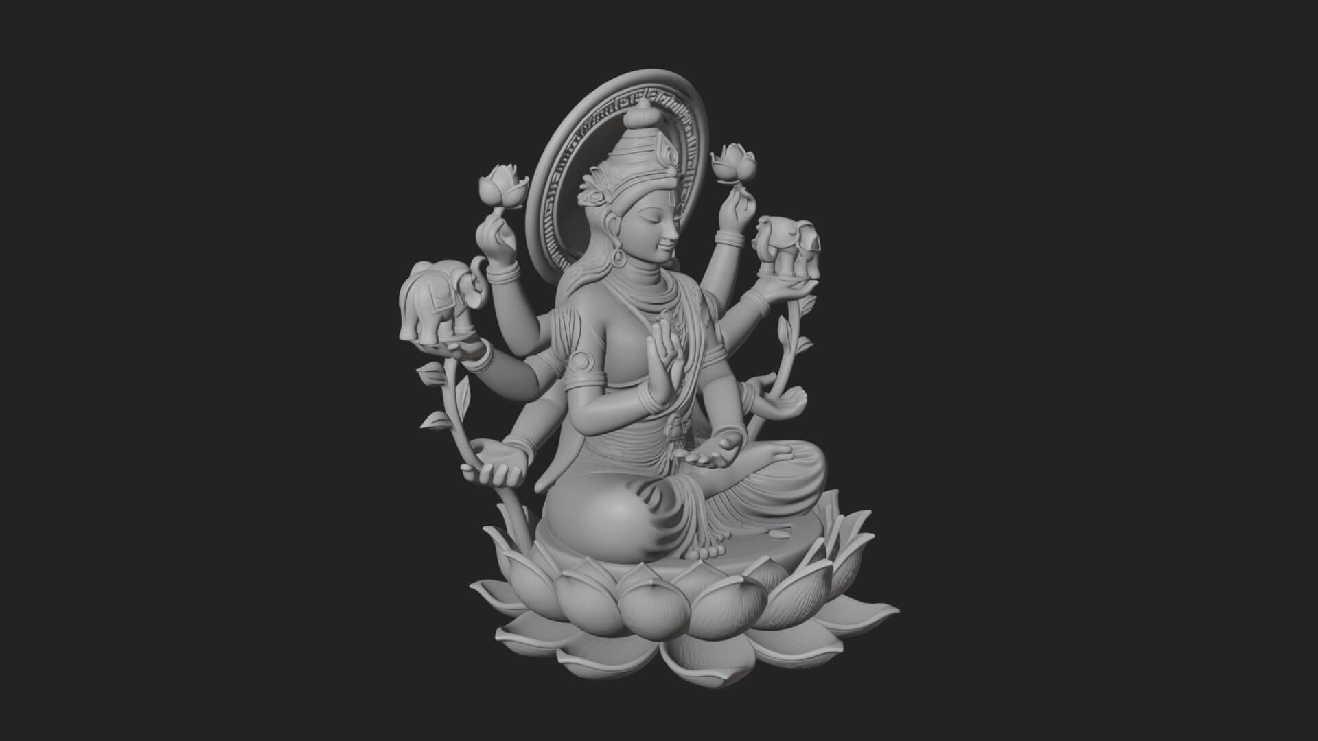 Lakshmi Goddess Statue Design 8 3D Print Model 3D Model