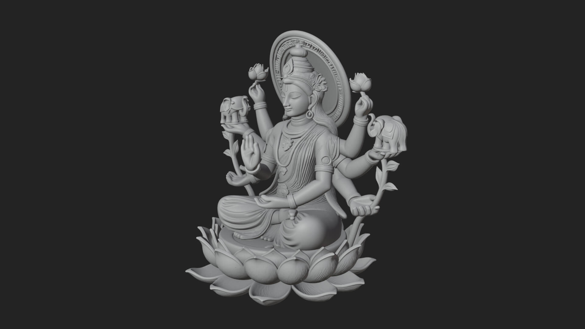 Lakshmi Goddess Statue Design 8 3D Print Model 3D Model