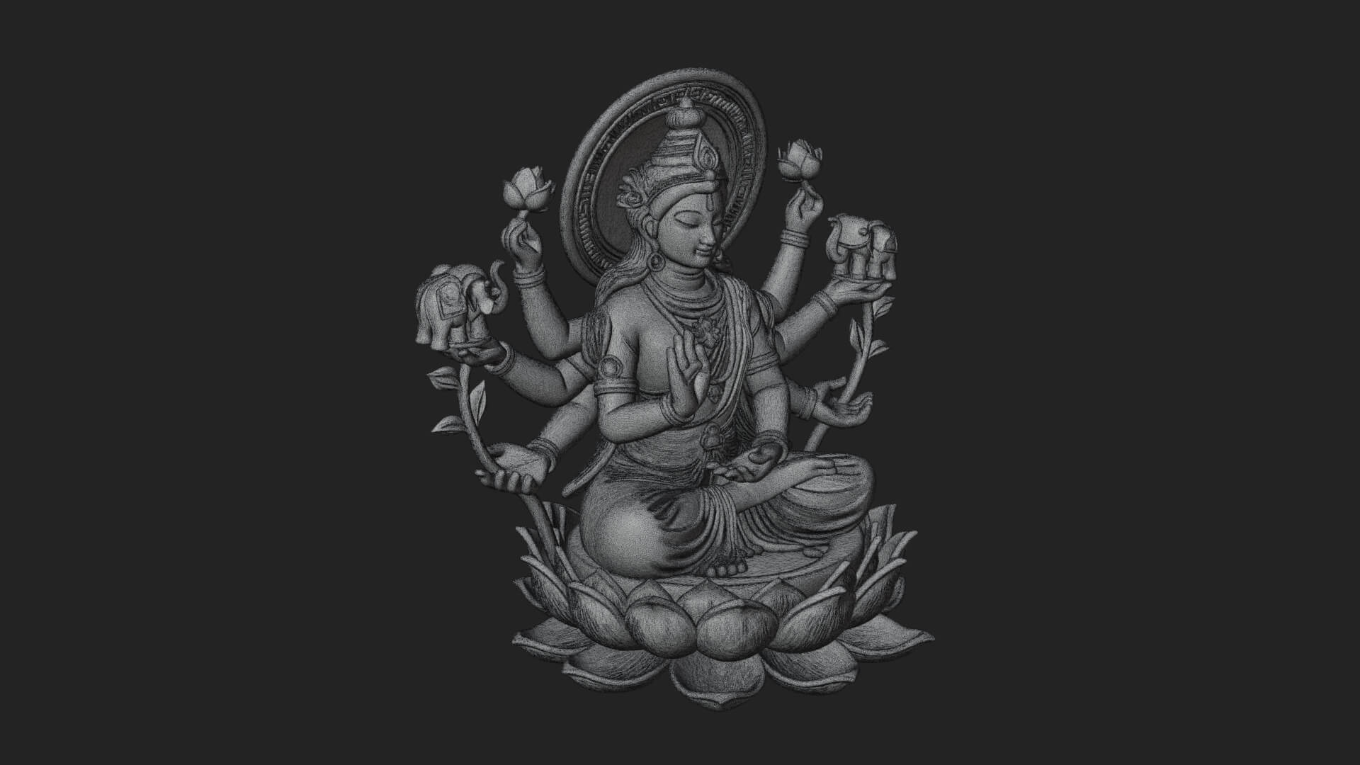 Lakshmi Goddess Statue Design 8 3D Print Model 3D Model