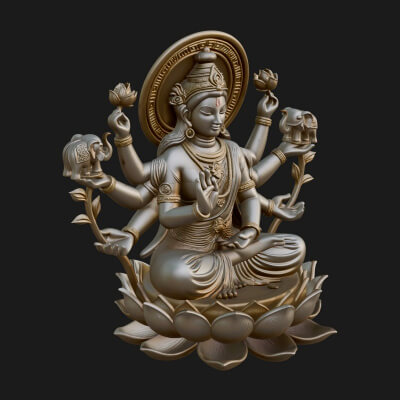 Lakshmi Goddess Statue Design 8 3D Print Model