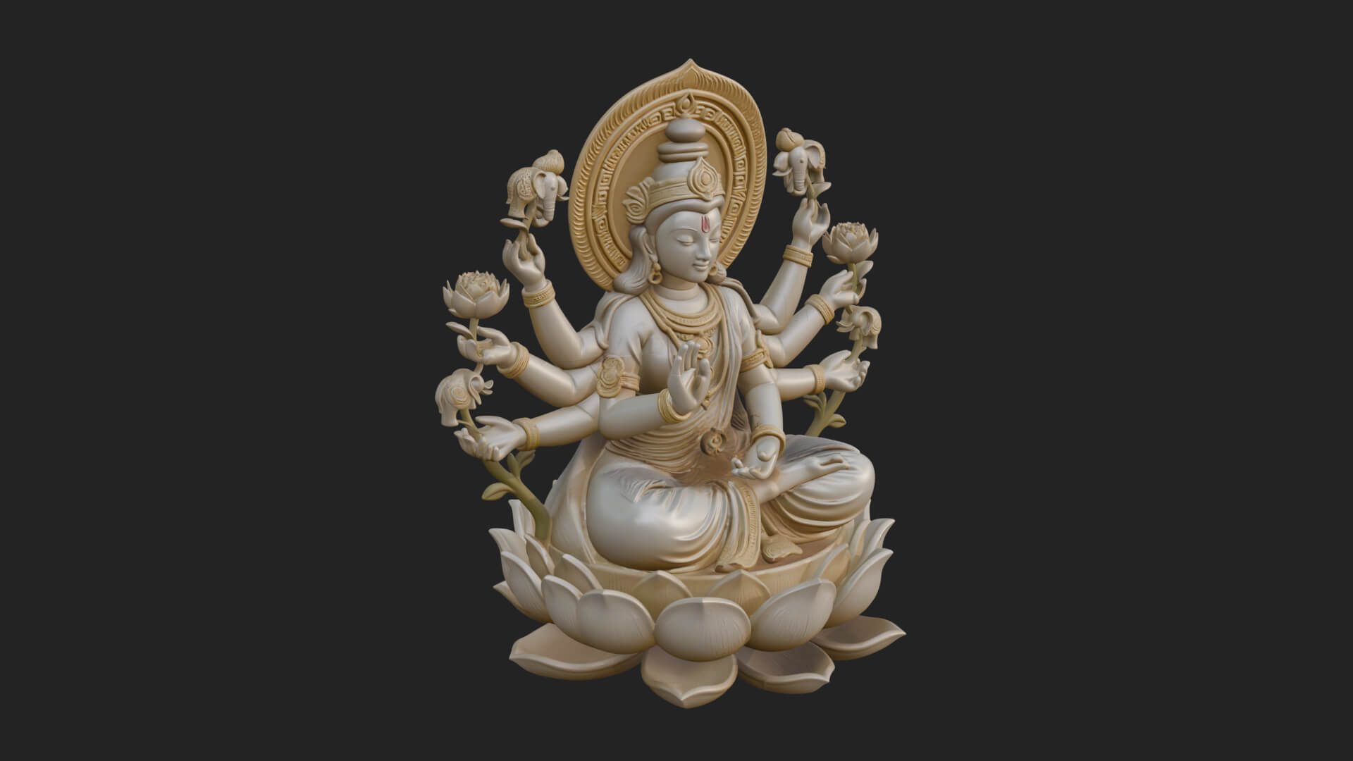 Lakshmi Goddess Statue Design 9 3D Print Model 3D Model