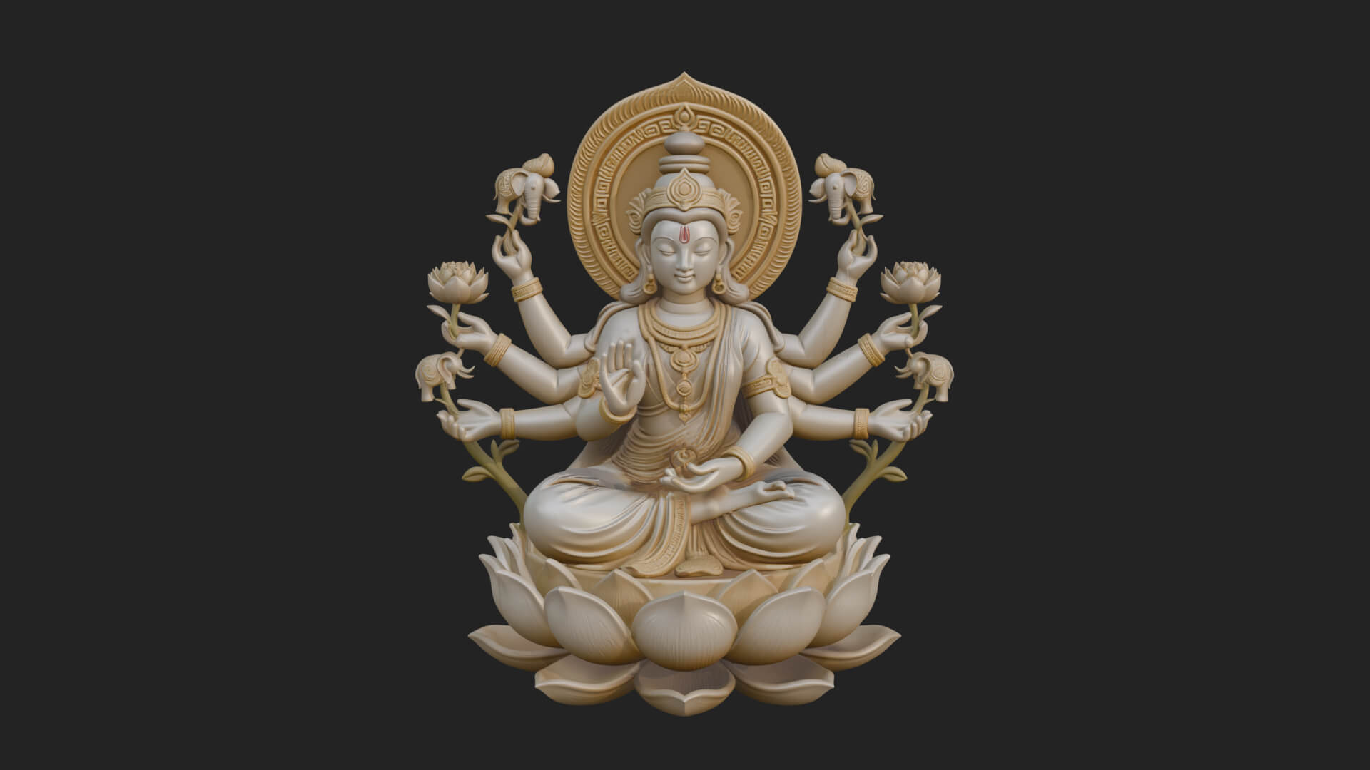 Lakshmi Goddess Statue Design 9 3D Print Model 3D Model