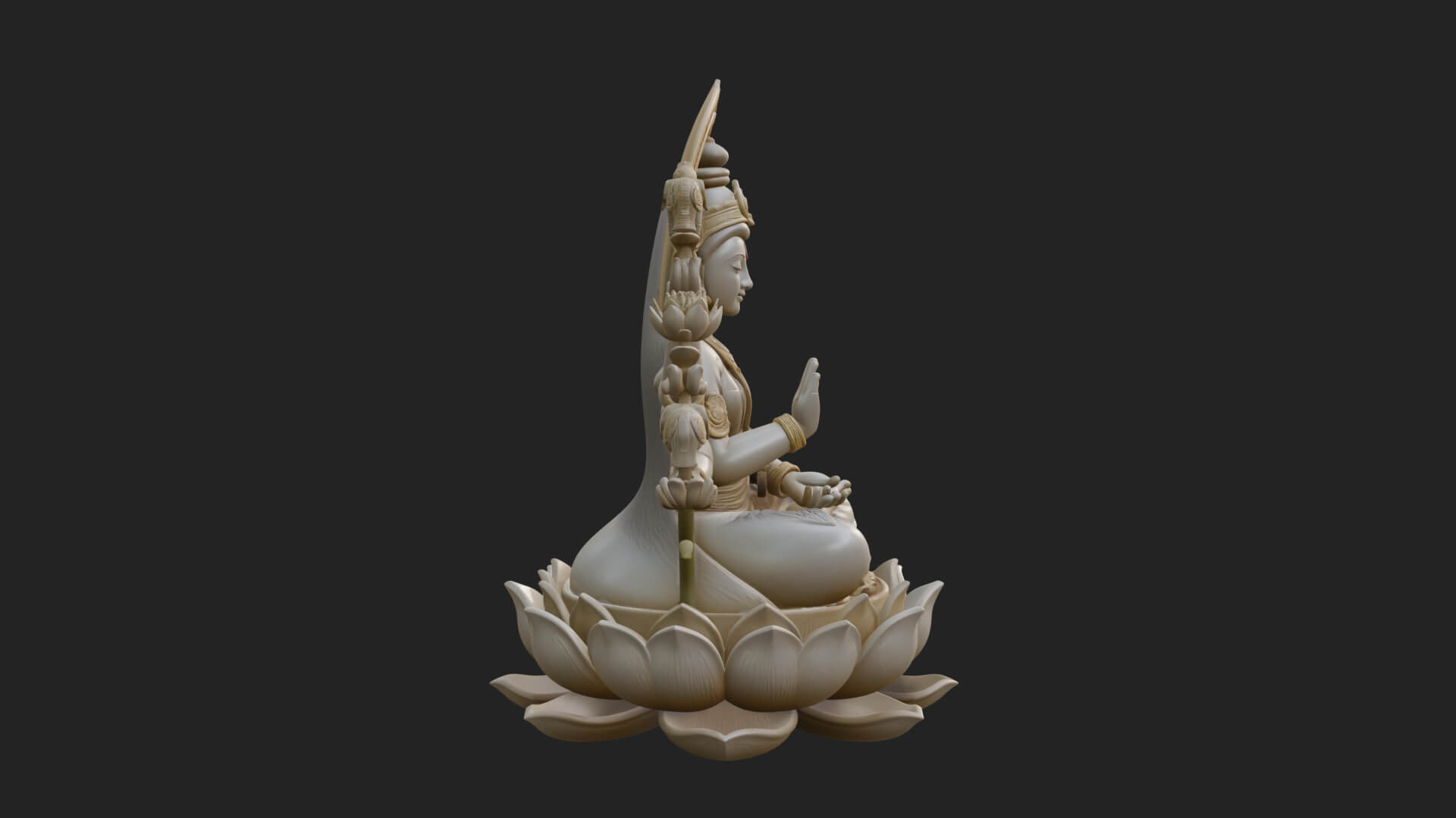 Lakshmi Goddess Statue Design 9 3D Print Model 3D Model