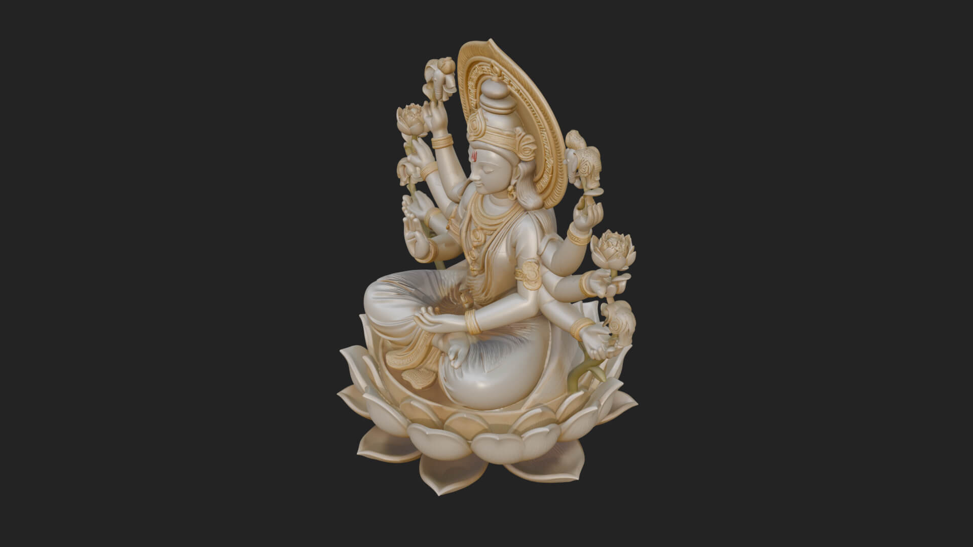 Lakshmi Goddess Statue Design 9 3D Print Model 3D Model