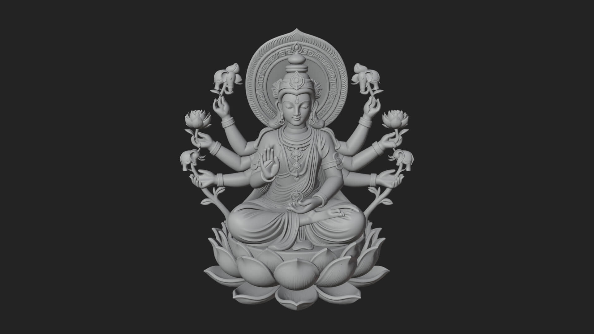 Lakshmi Goddess Statue Design 9 3D Print Model 3D Model