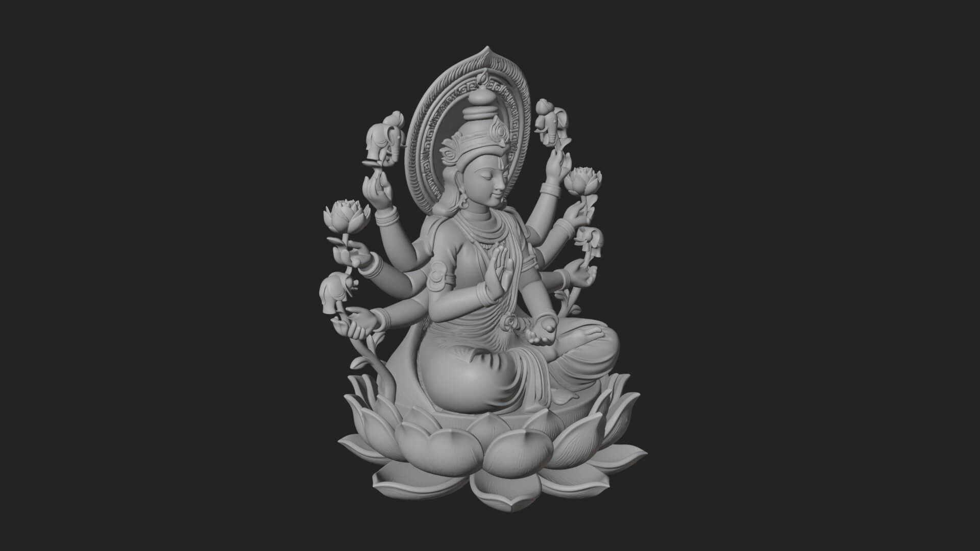 Lakshmi Goddess Statue Design 9 3D Print Model 3D Model