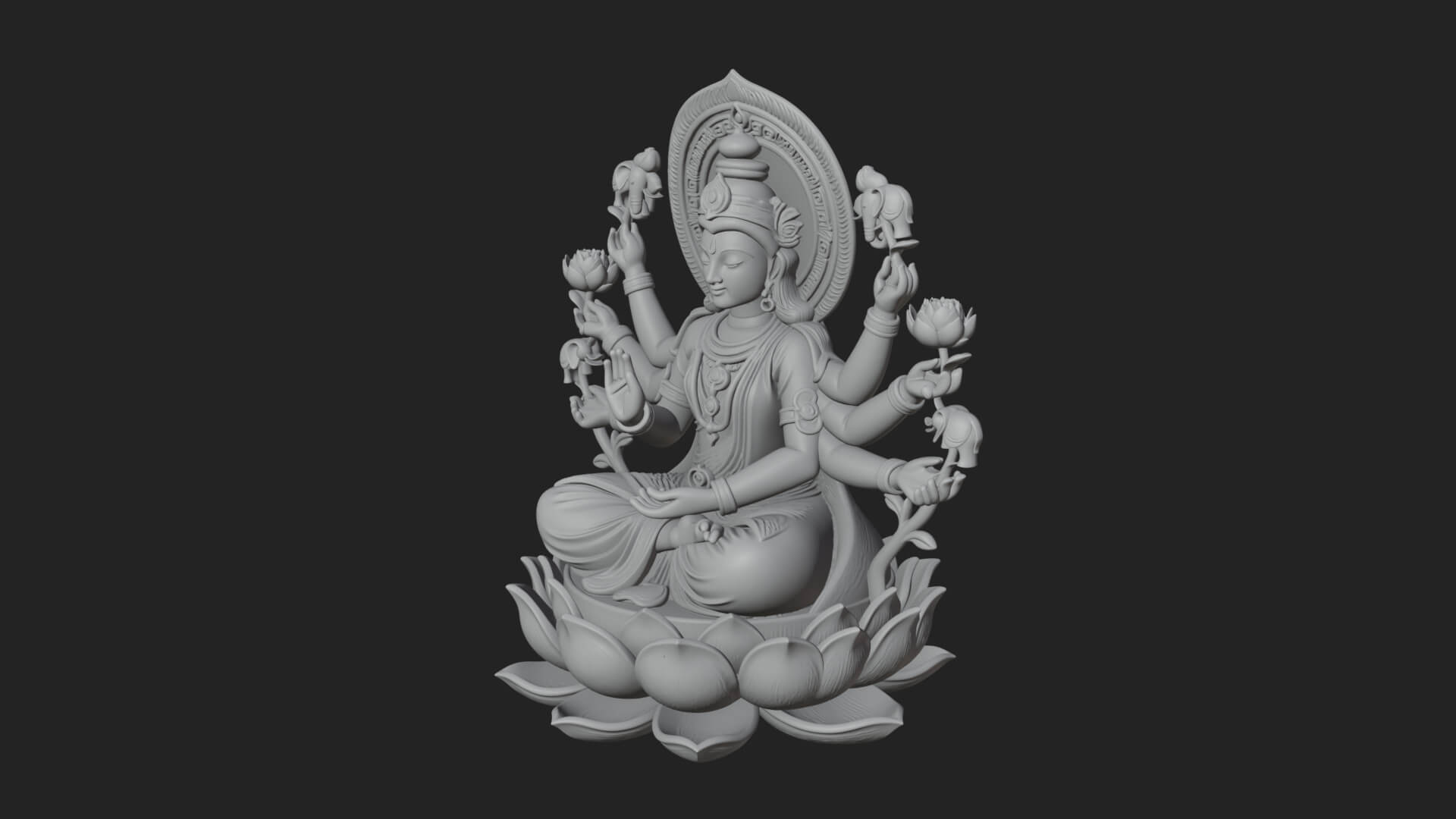 Lakshmi Goddess Statue Design 9 3D Print Model 3D Model