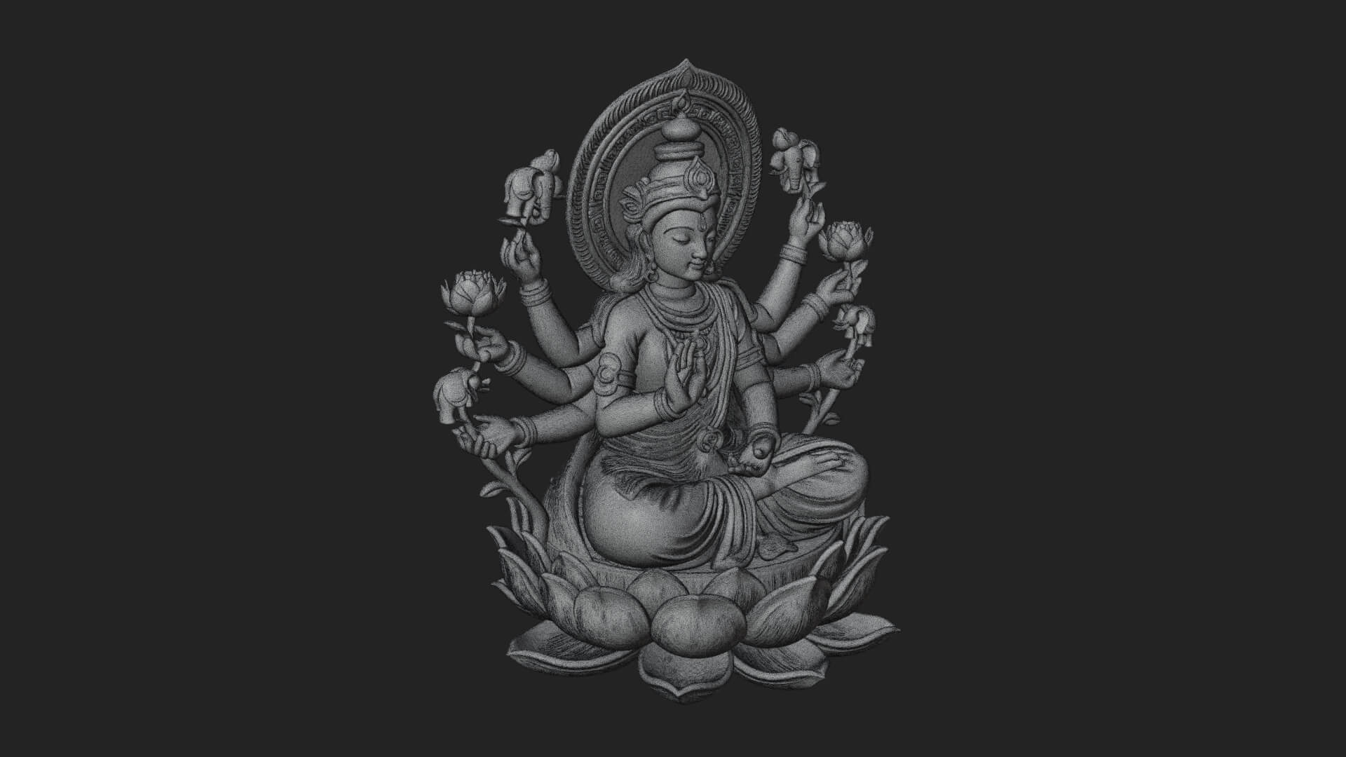 Lakshmi Goddess Statue Design 9 3D Print Model 3D Model