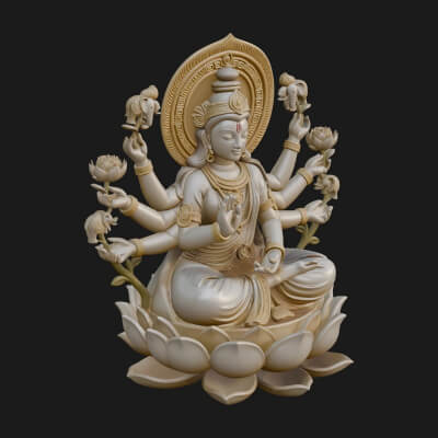 Lakshmi Goddess Statue Design 9 3D Print Model