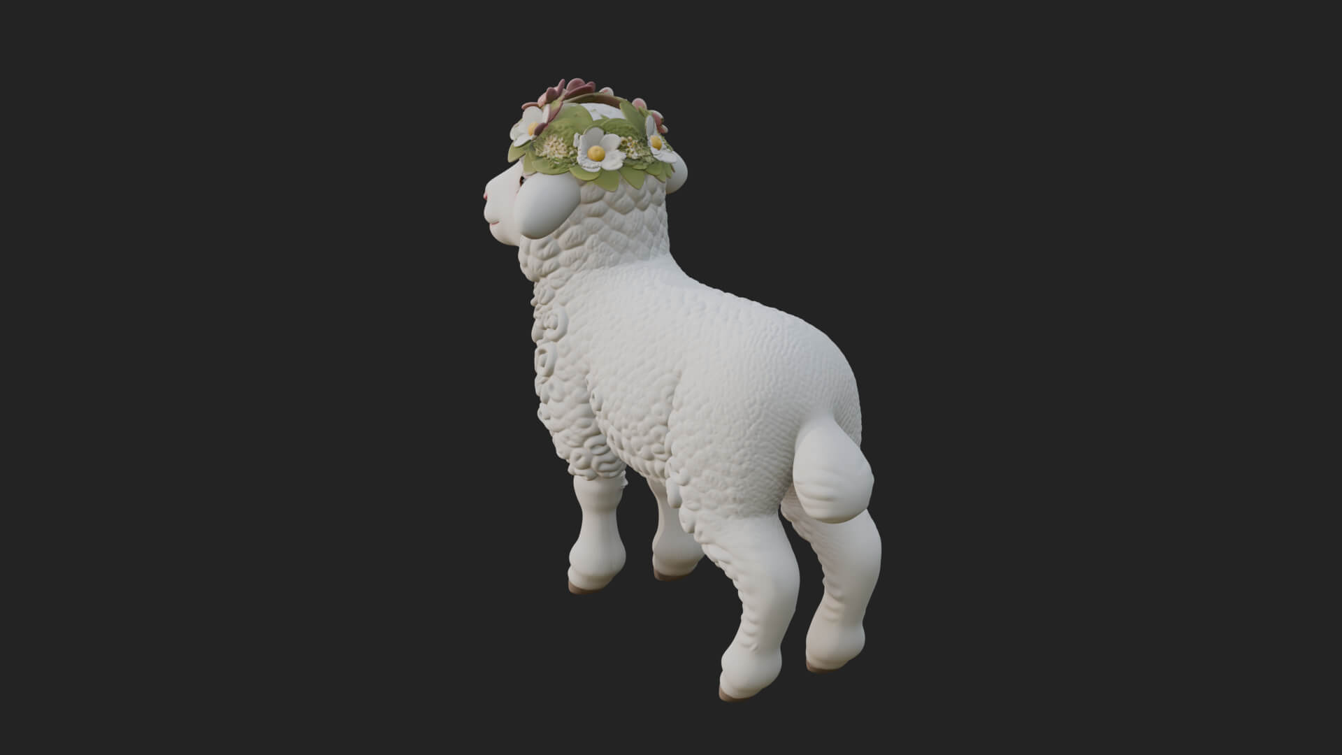 Lamb with Flower Crown Statue Design 1 3D Print Model 3D Model