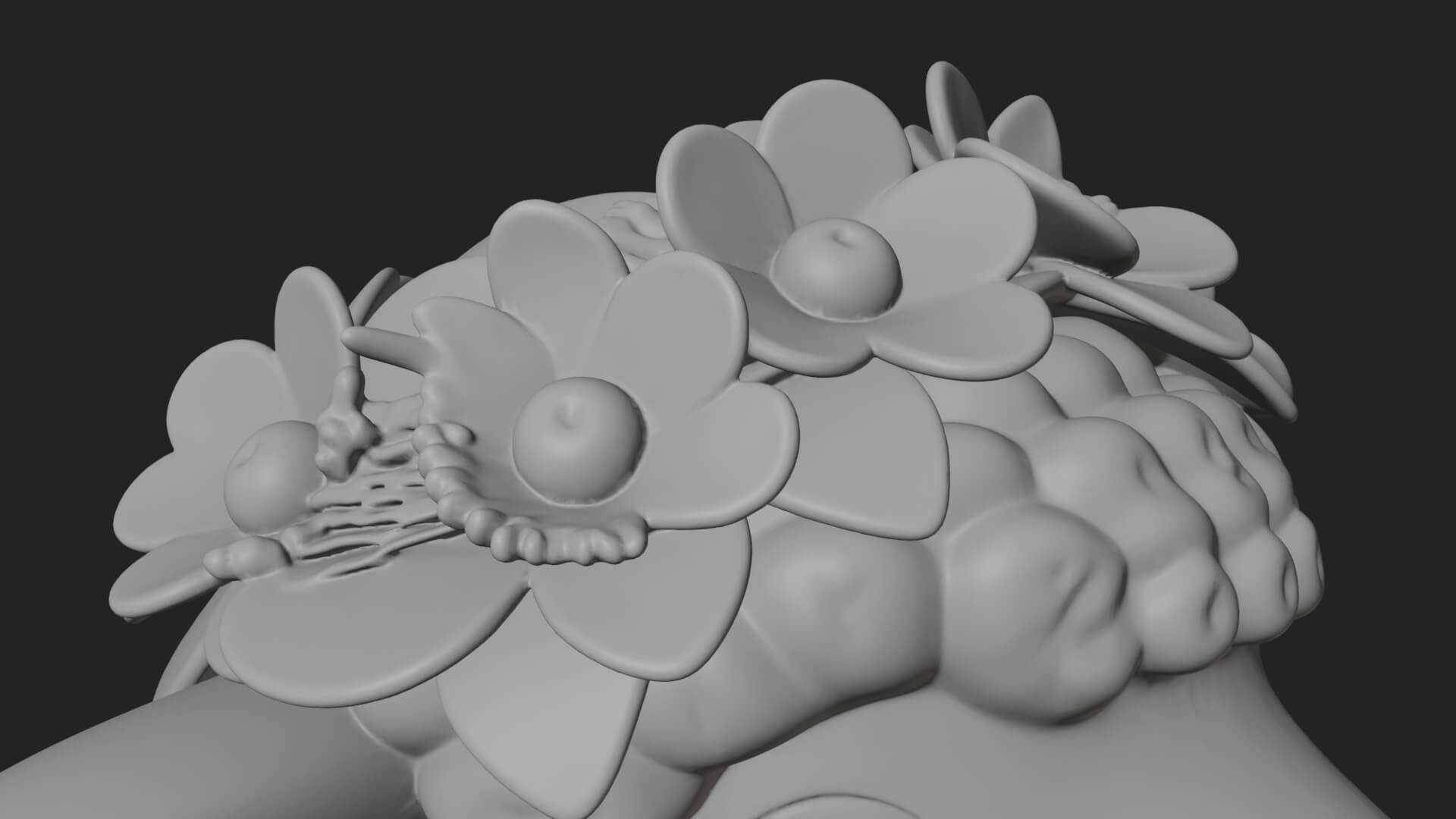 Lamb with Flower Crown Statue Design 1 3D Print Model 3D Model