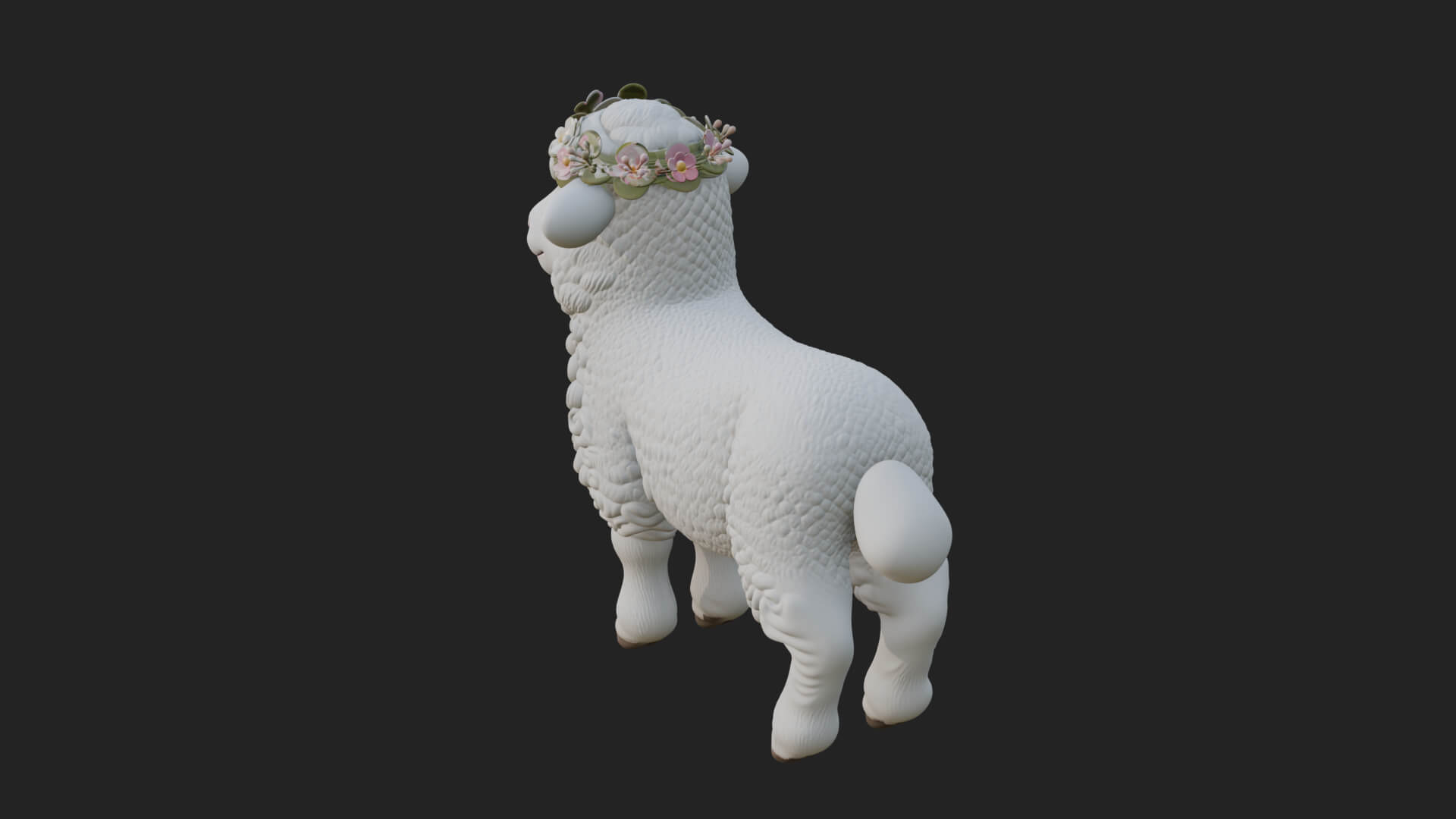 Lamb with Flower Crown Statue Design 2 3D Print Model 3D Model