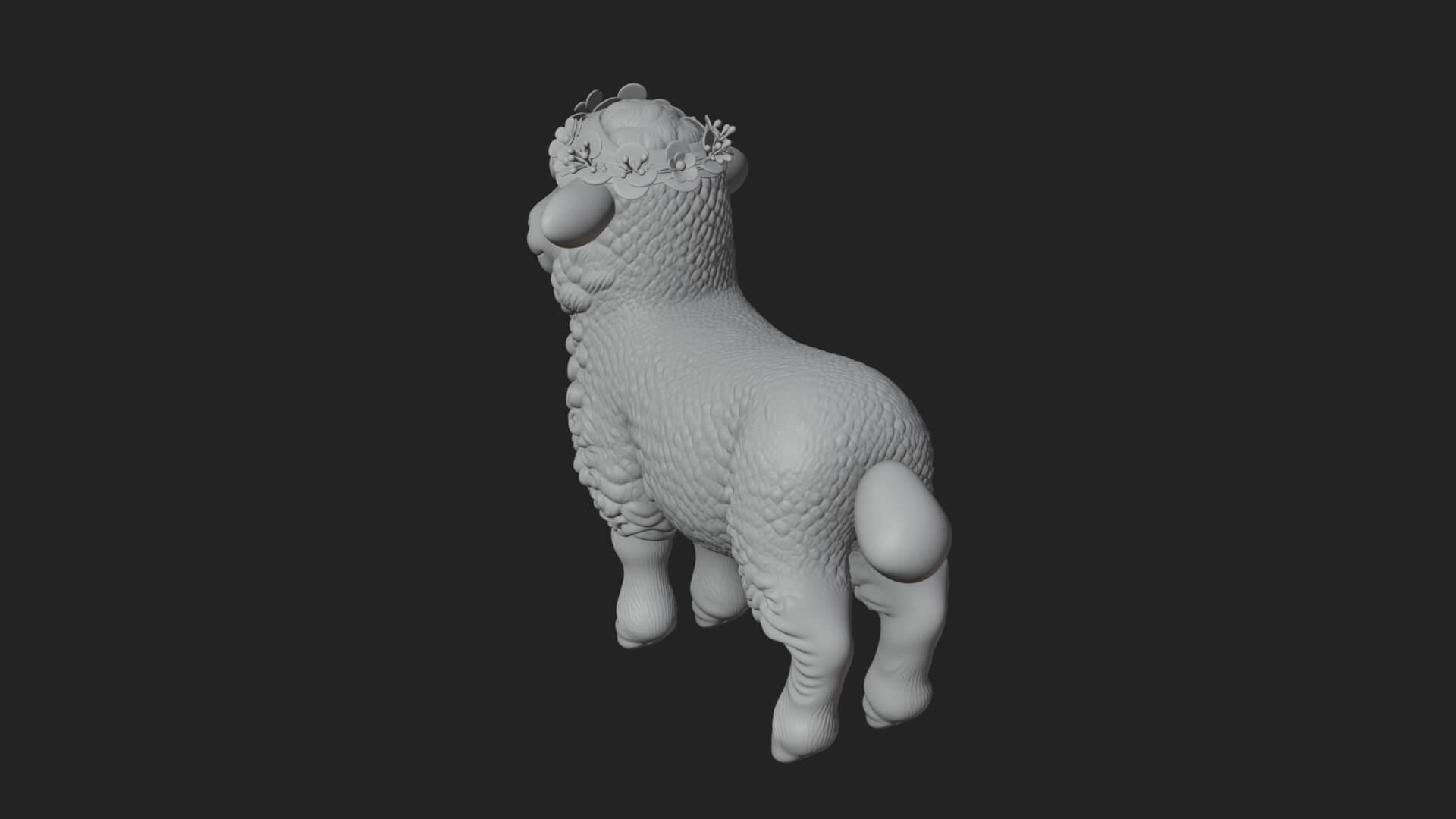 Lamb with Flower Crown Statue Design 2 3D Print Model 3D Model
