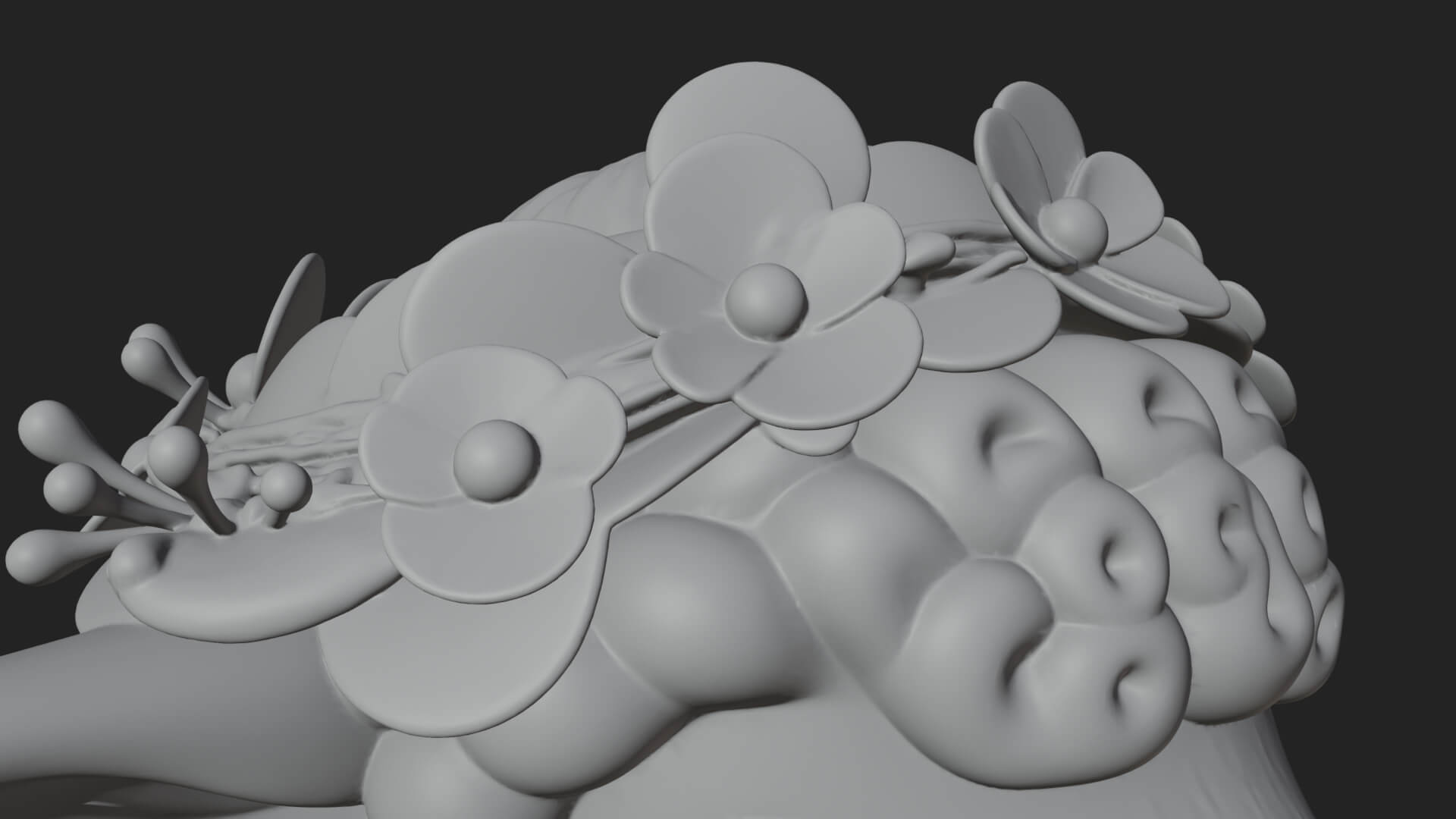 Lamb with Flower Crown Statue Design 2 3D Print Model 3D Model