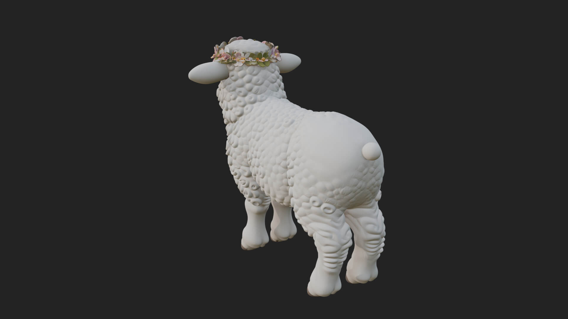 Lamb with Flower Crown Statue Design 3 3D Print Model 3D Model