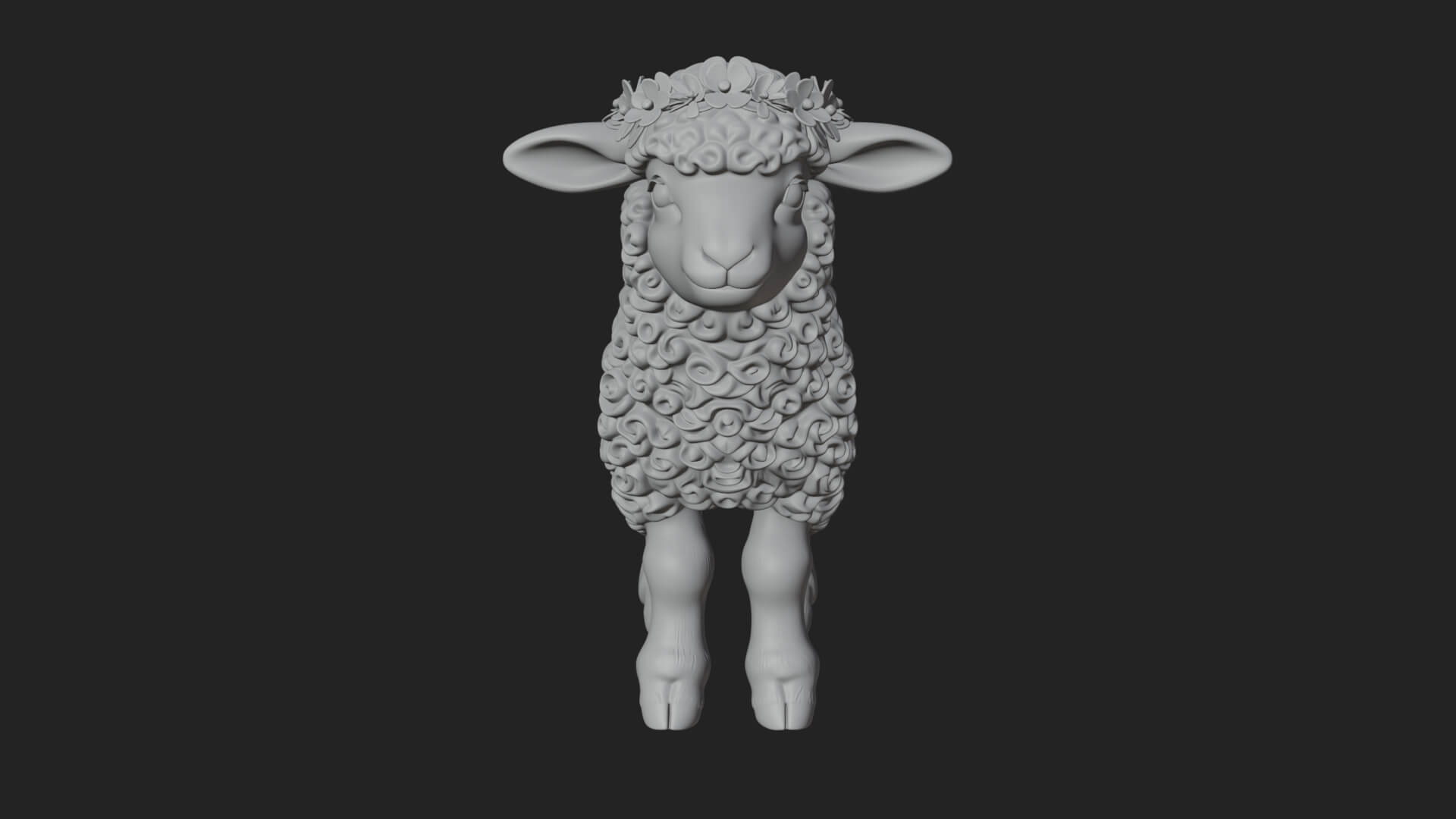 Lamb with Flower Crown Statue Design 3 3D Print Model 3D Model
