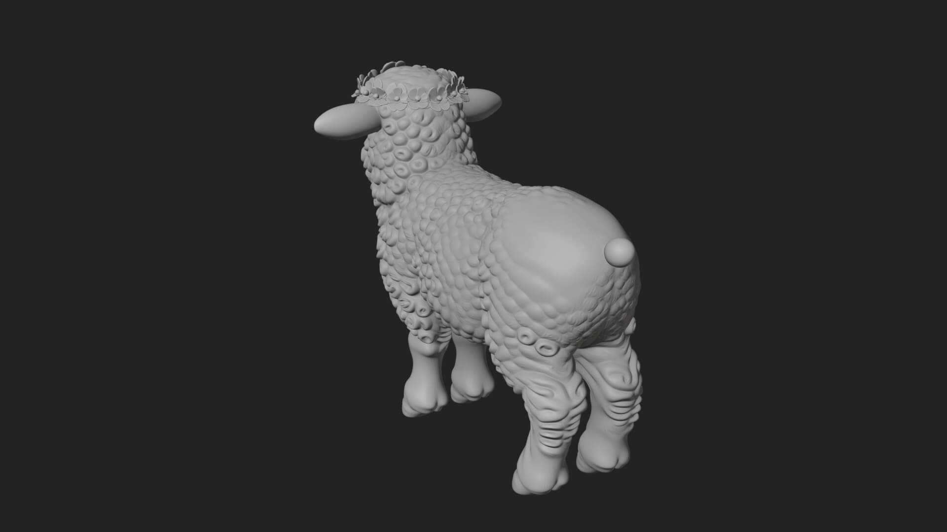 Lamb with Flower Crown Statue Design 3 3D Print Model 3D Model