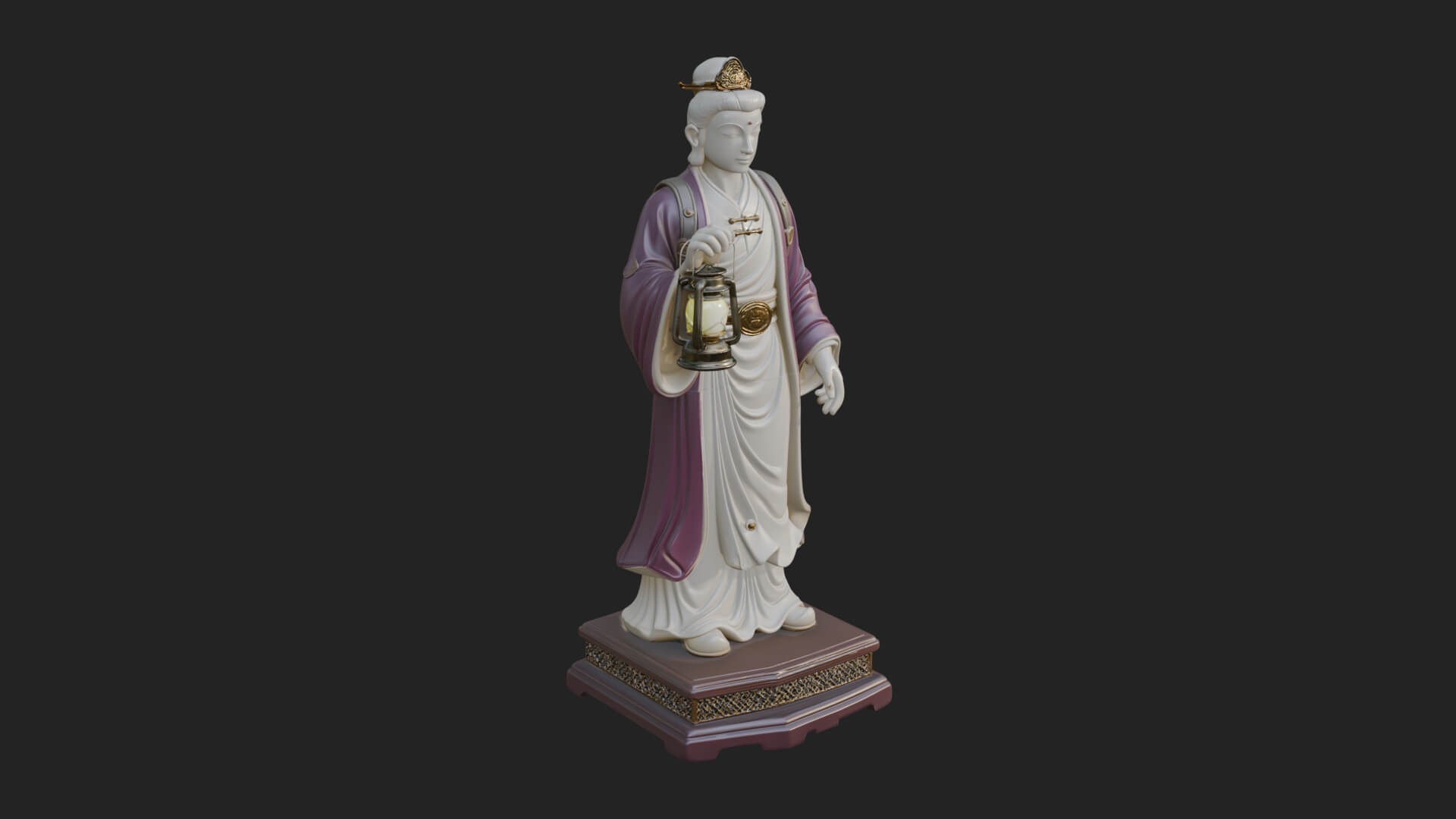 Lantern Holding Lady Statue Design 1 3D Print Model 3D Model