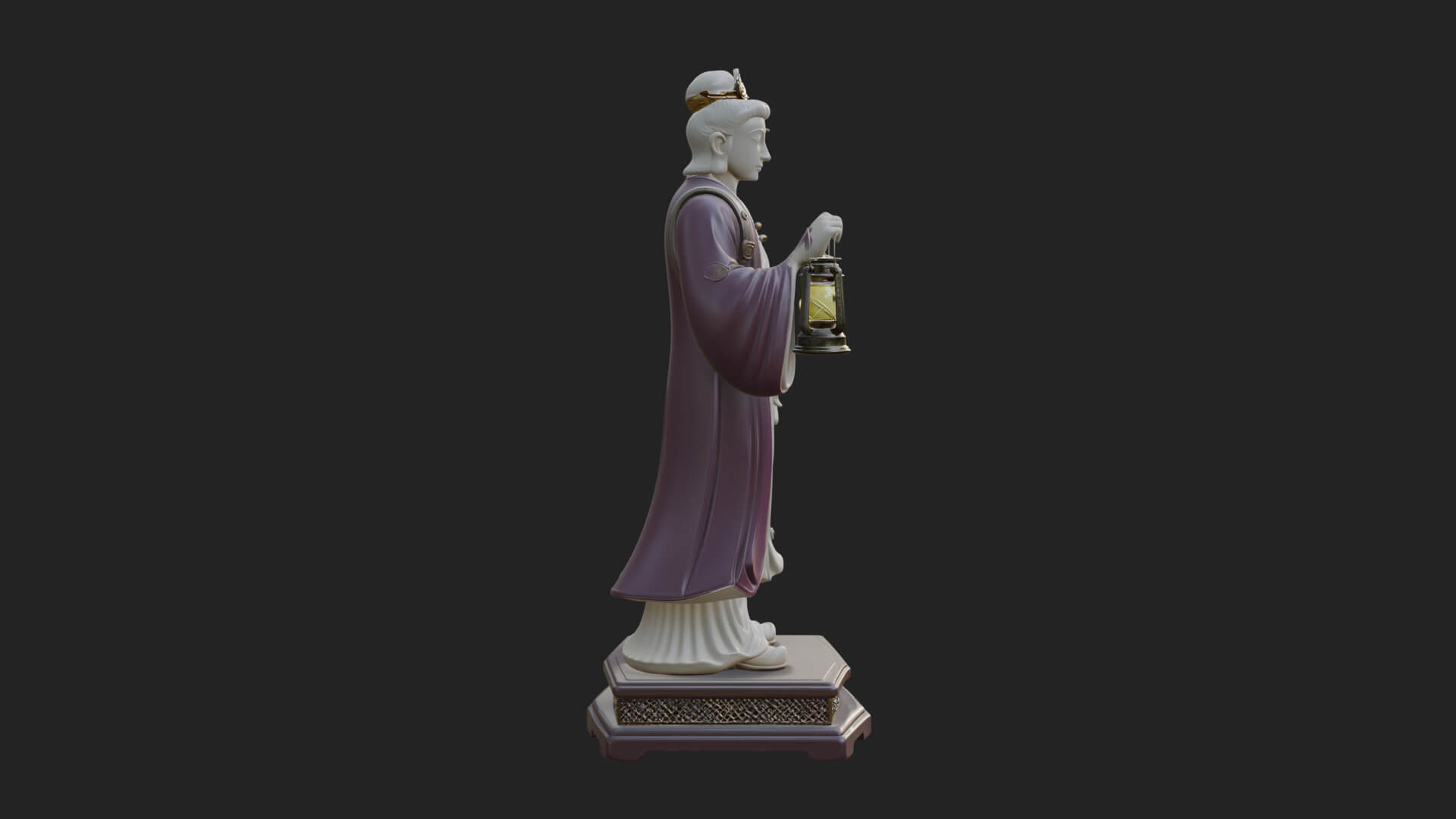 Lantern Holding Lady Statue Design 1 3D Print Model 3D Model