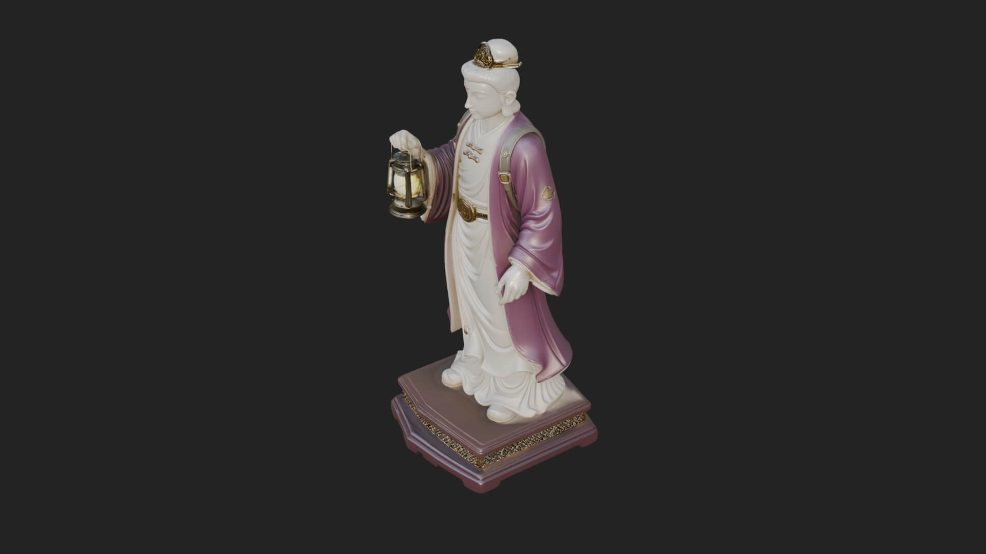 Lantern Holding Lady Statue Design 1 3D Print Model 3D Model