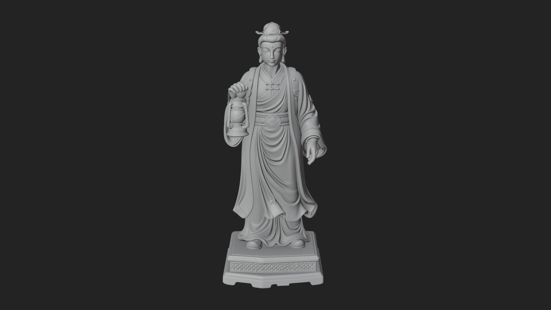 Lantern Holding Lady Statue Design 1 3D Print Model 3D Model