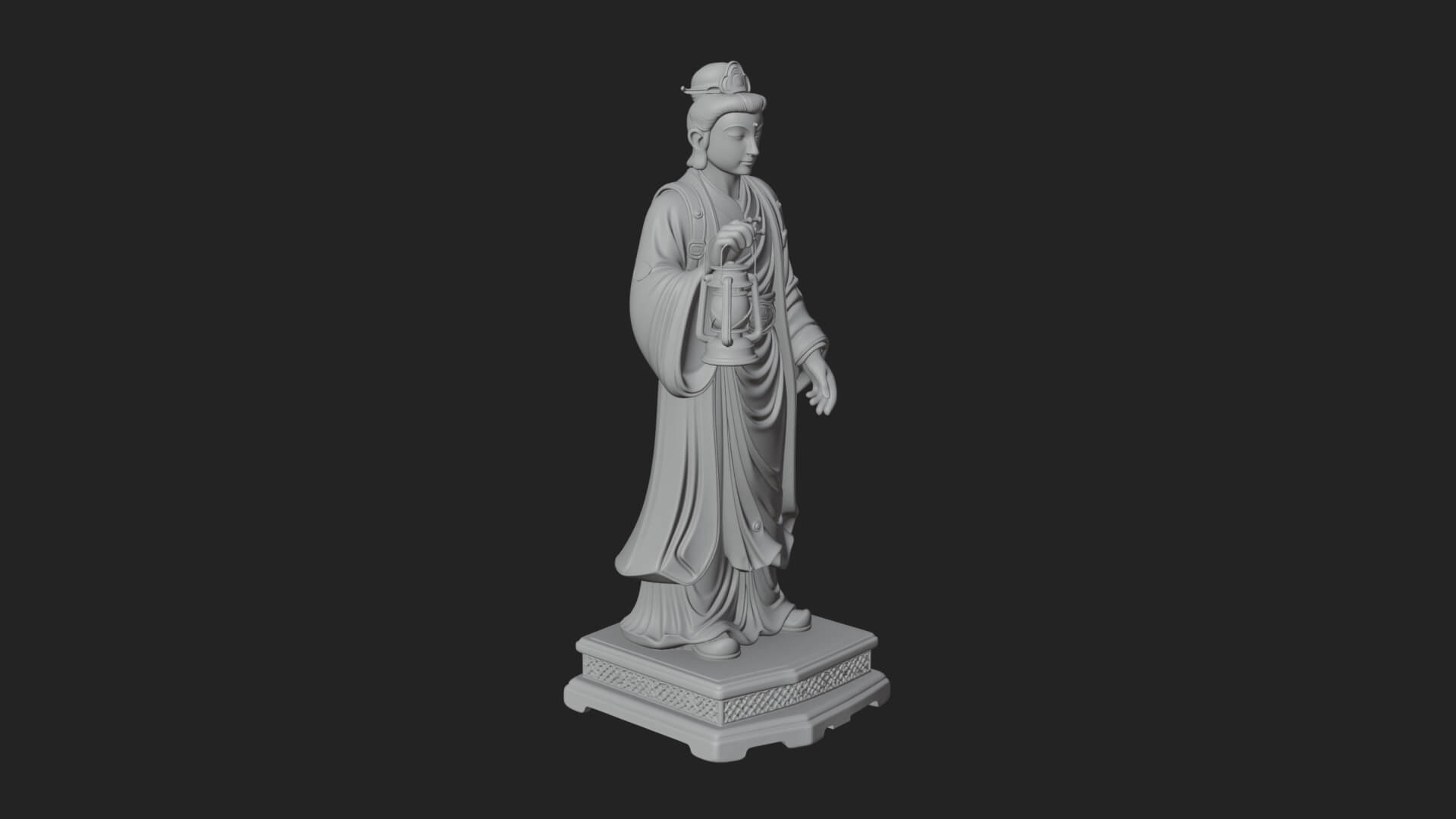 Lantern Holding Lady Statue Design 1 3D Print Model 3D Model
