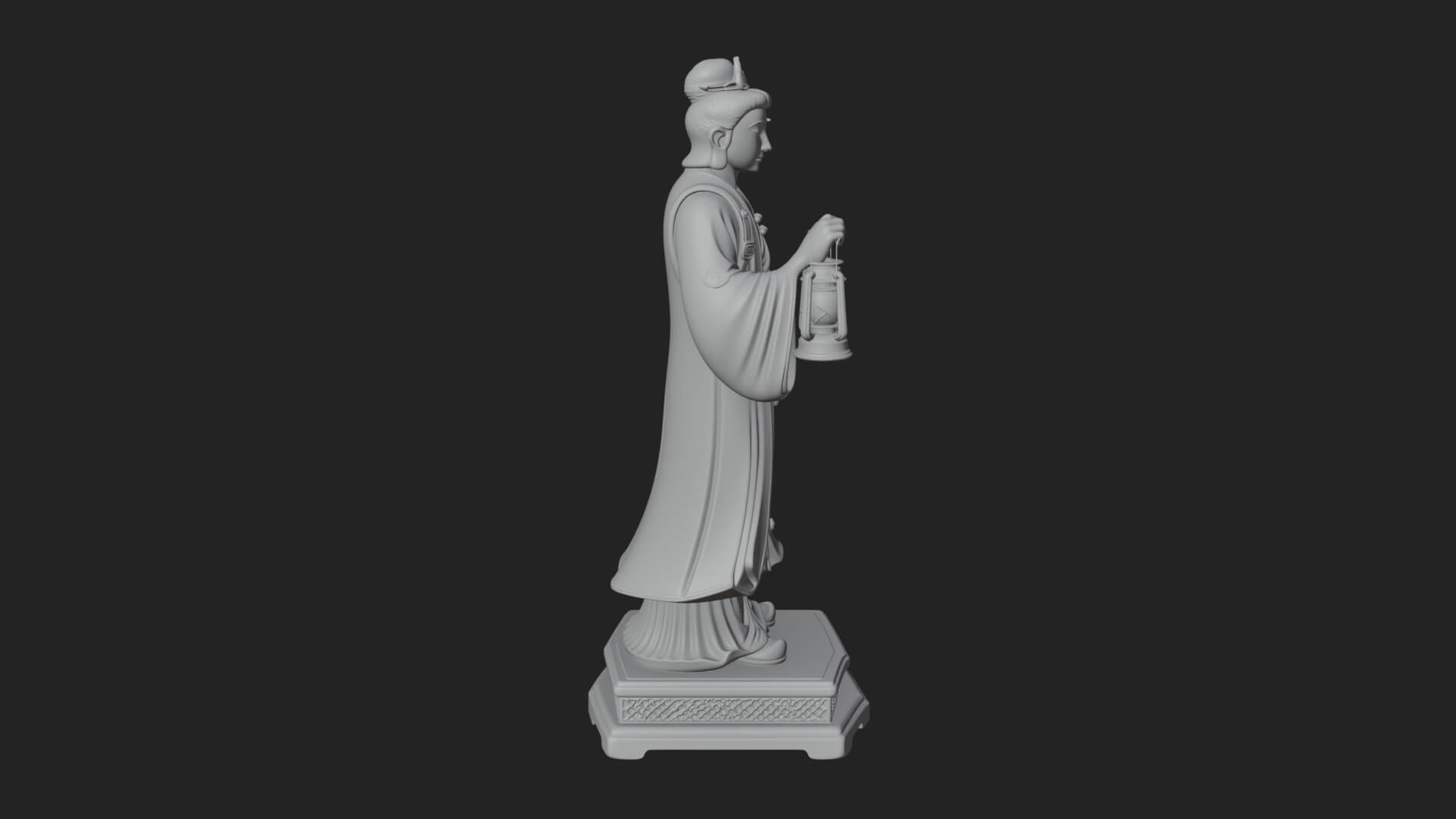 Lantern Holding Lady Statue Design 1 3D Print Model 3D Model