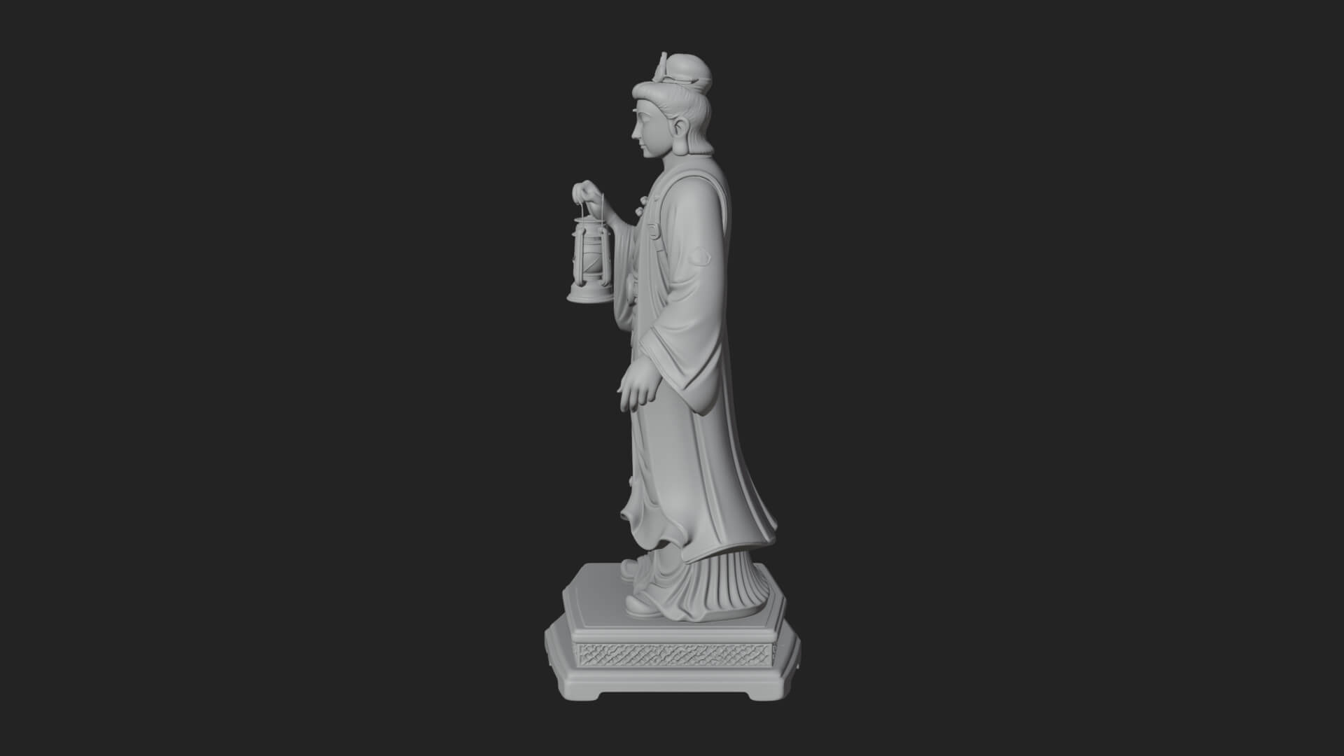 Lantern Holding Lady Statue Design 1 3D Print Model 3D Model