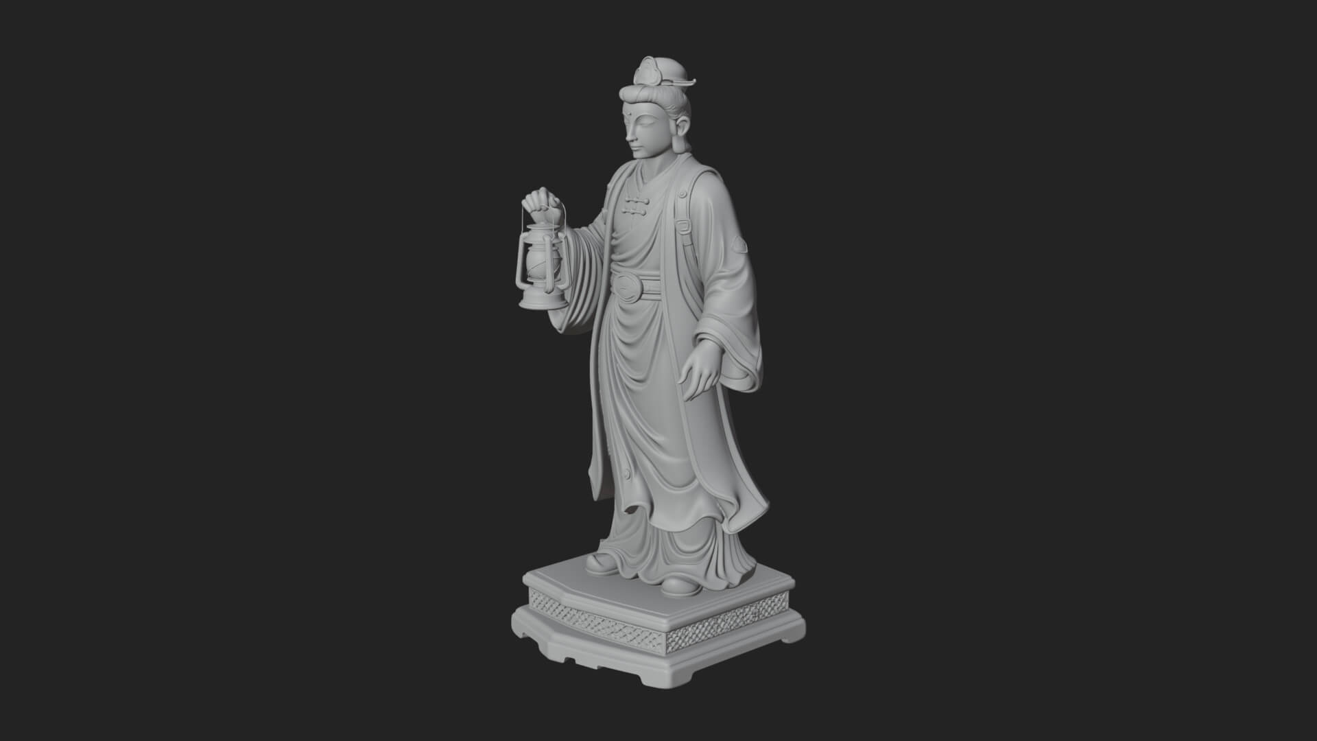 Lantern Holding Lady Statue Design 1 3D Print Model 3D Model