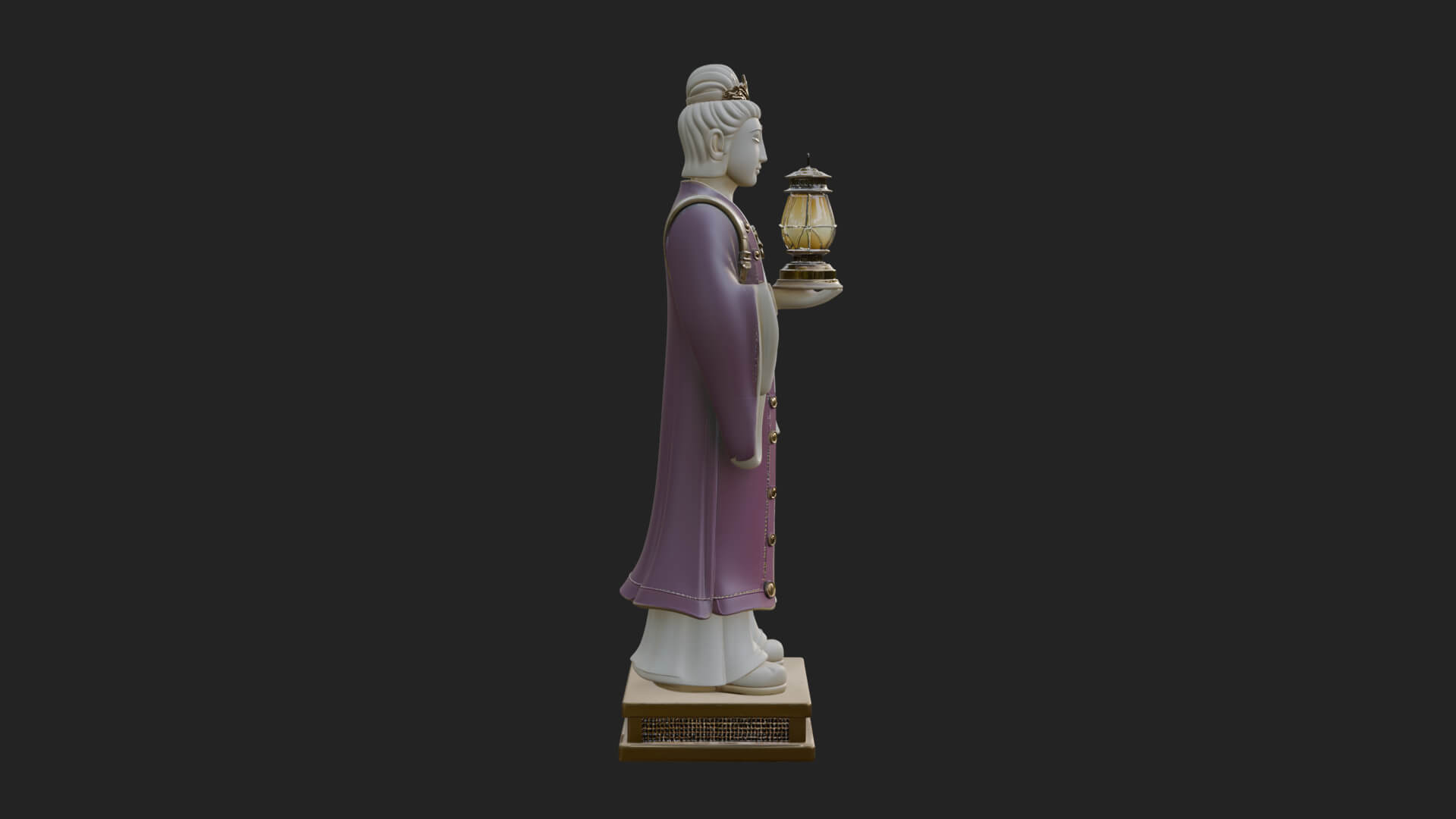 Lantern Holding Lady Statue Design 2 3D Print Model 3D Model