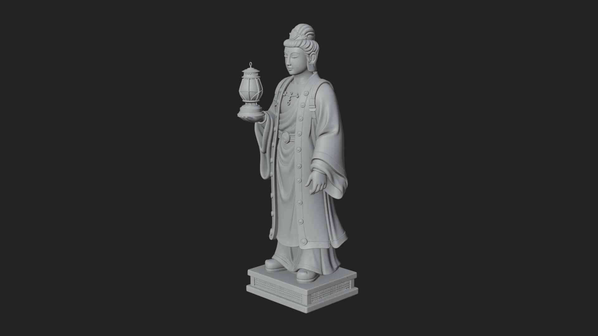 Lantern Holding Lady Statue Design 2 3D Print Model 3D Model