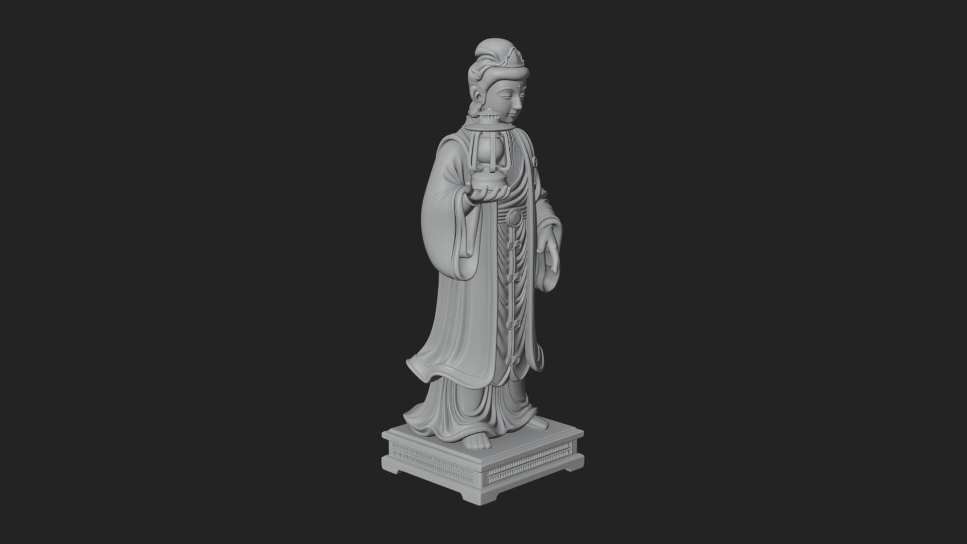 Lantern Holding Lady Statue Design 3 3D Print Model 3D Model