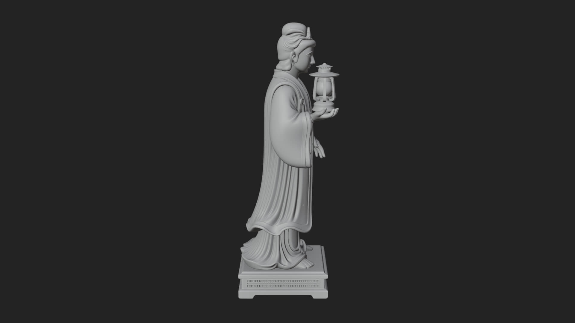 Lantern Holding Lady Statue Design 3 3D Print Model 3D Model