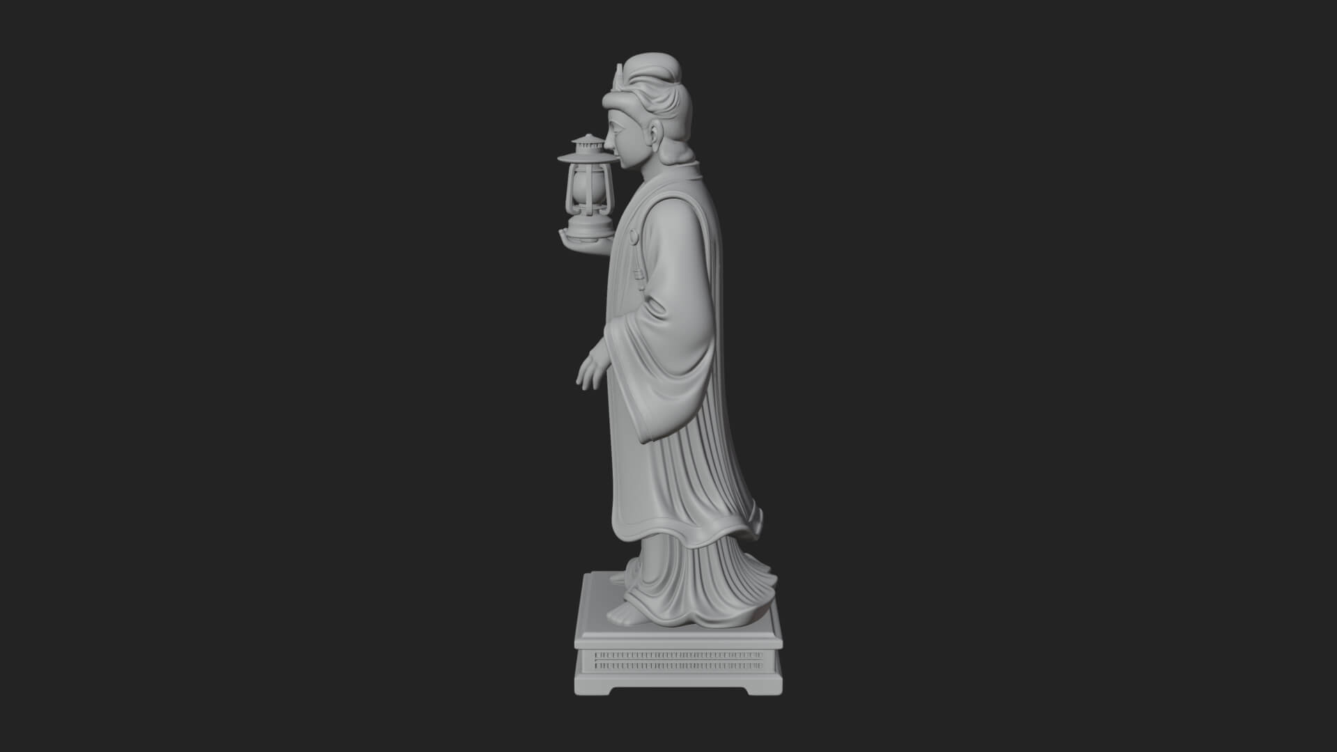 Lantern Holding Lady Statue Design 3 3D Print Model 3D Model