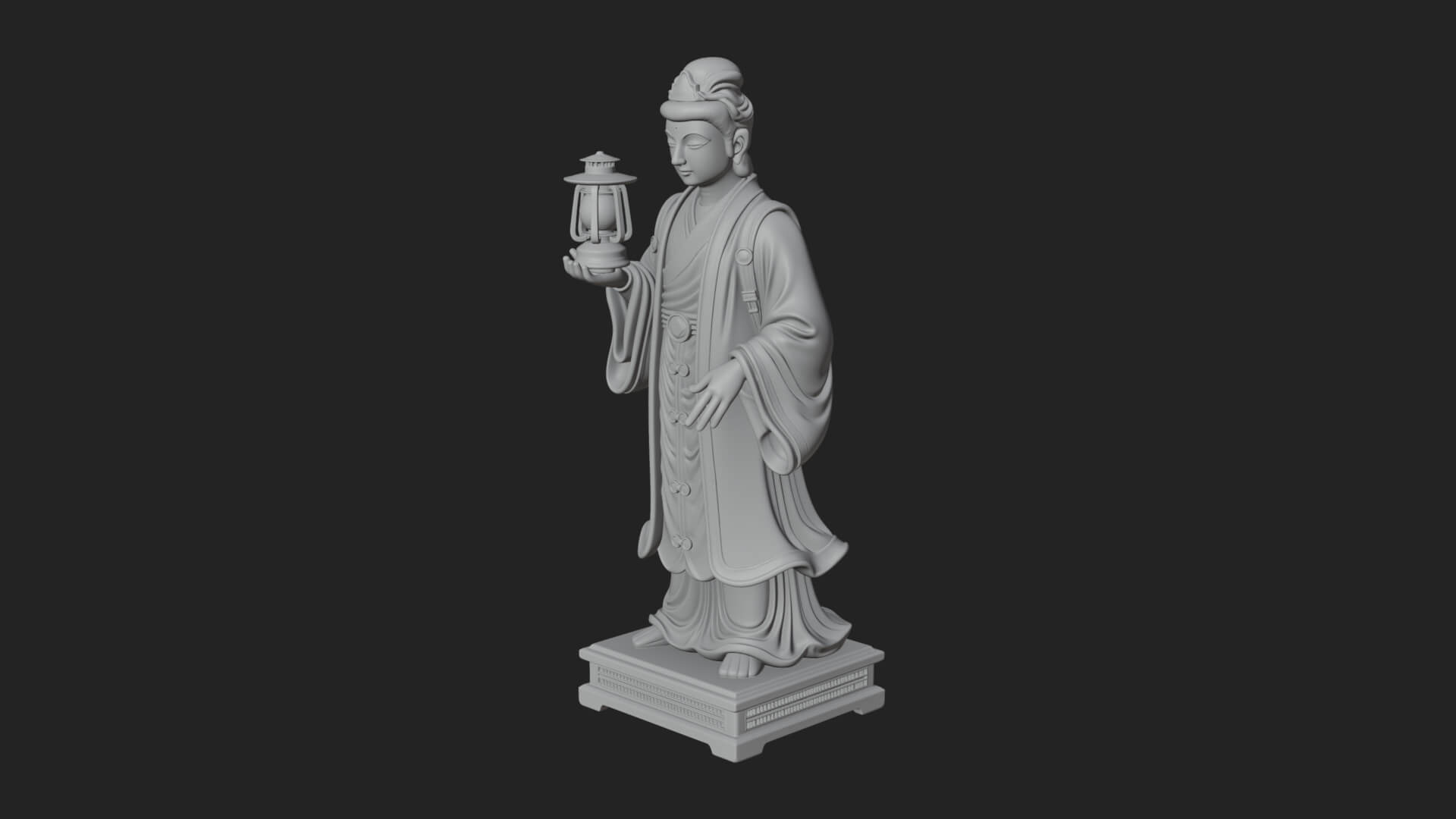 Lantern Holding Lady Statue Design 3 3D Print Model 3D Model