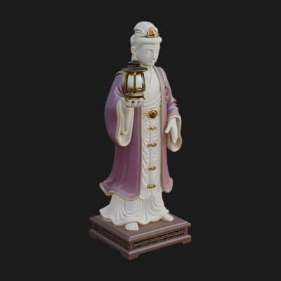 Lantern Holding Lady Statue Design 3 3D Print Model