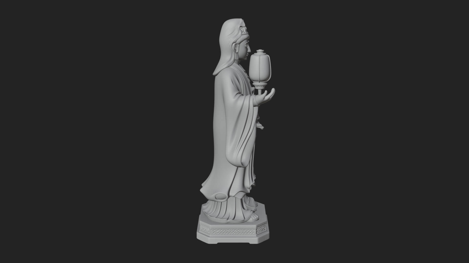Lantern Holding Lady Statue Design 4 3D Print Model 3D Model