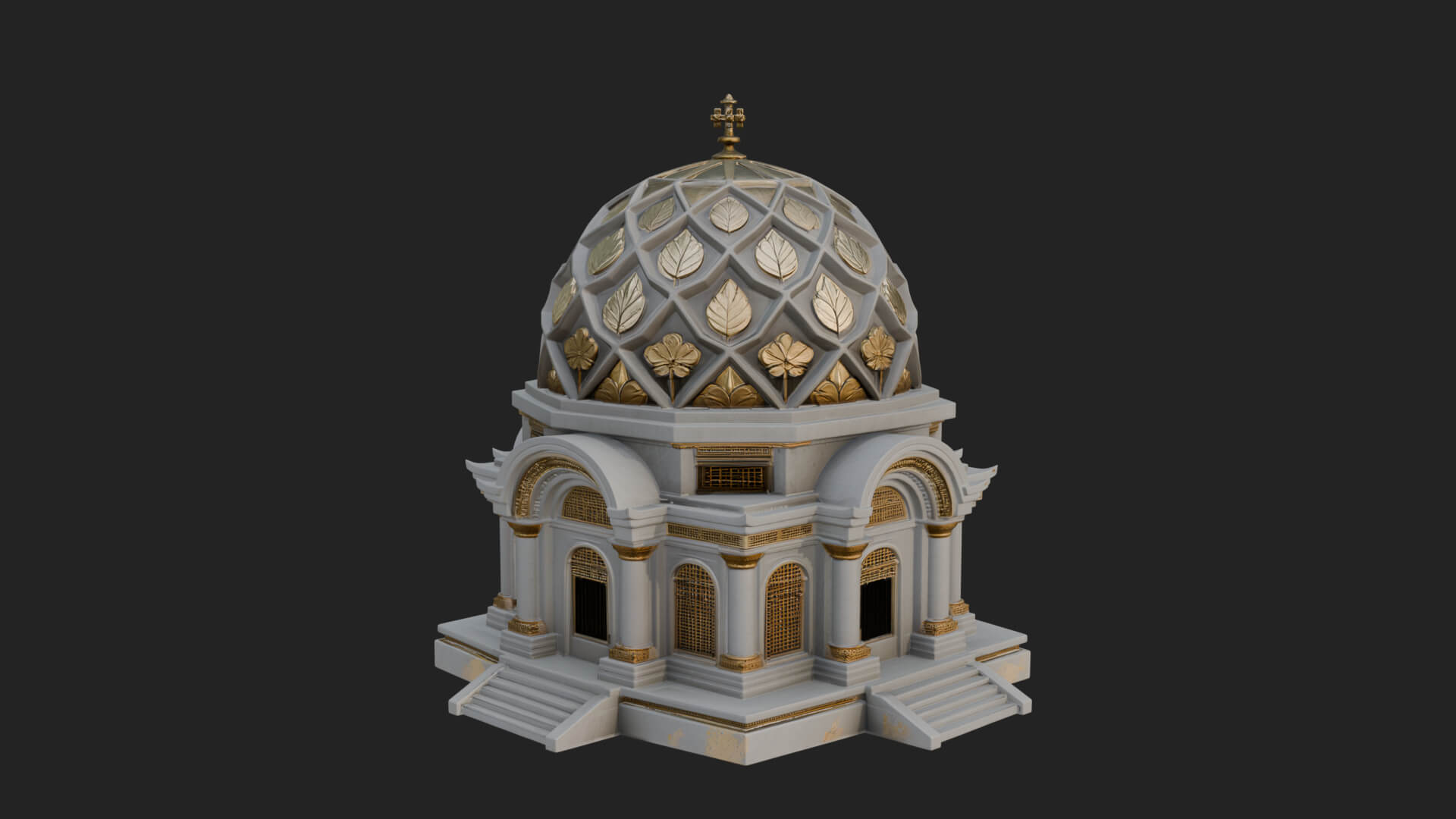 Lattice Dome Shrine Temple Design 1 3D Print Model 3D Model