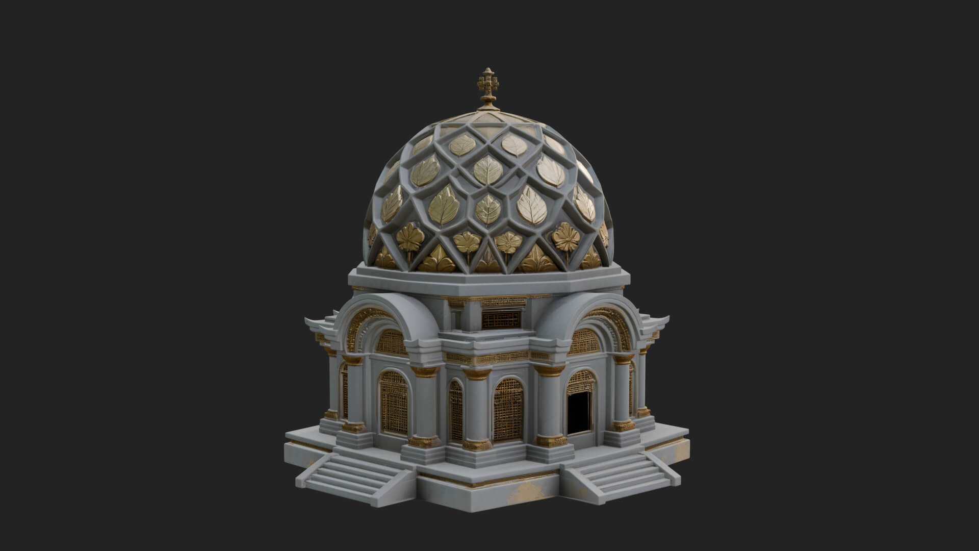 Lattice Dome Shrine Temple Design 1 3D Print Model 3D Model