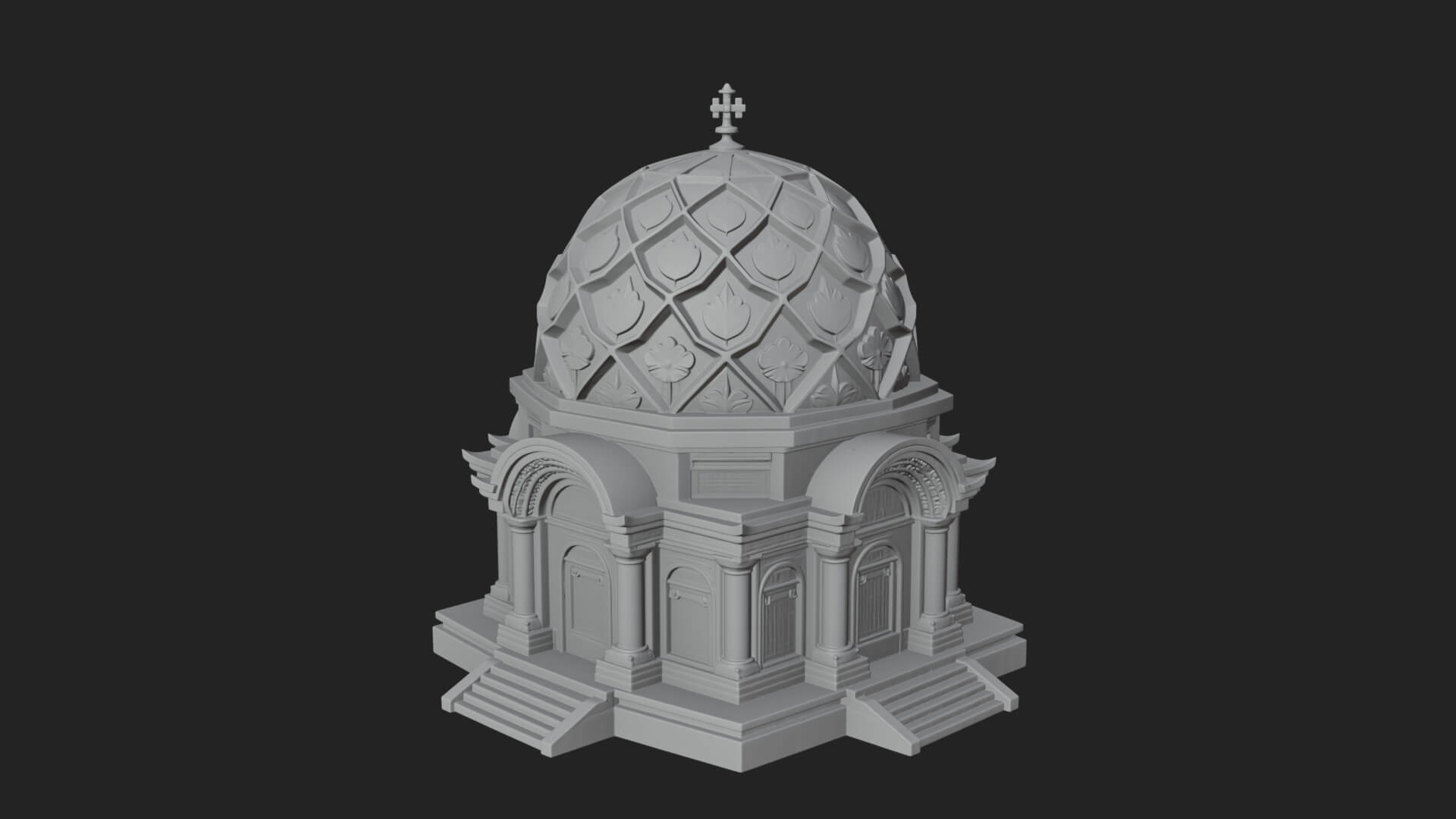 Lattice Dome Shrine Temple Design 1 3D Print Model 3D Model
