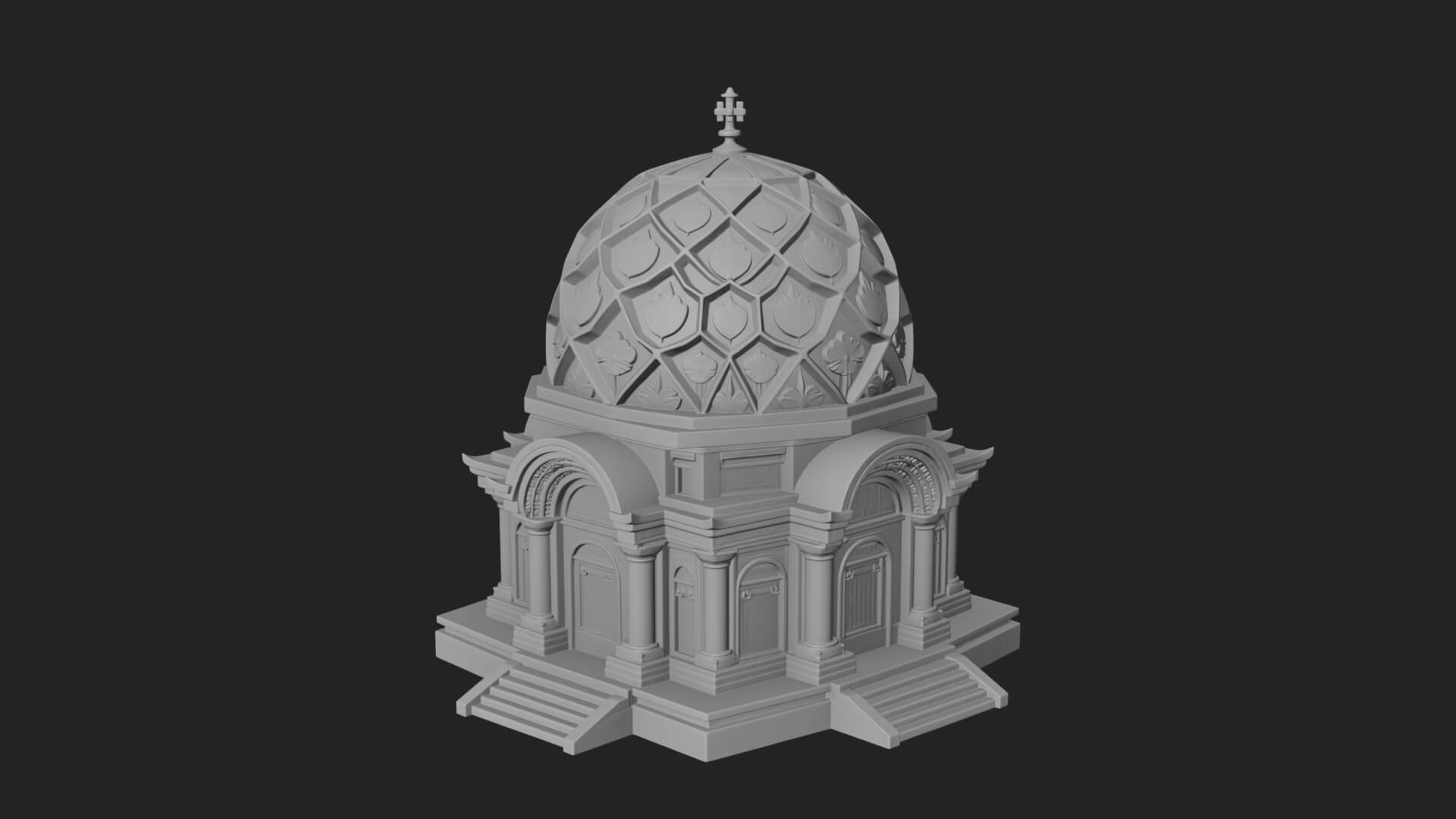 Lattice Dome Shrine Temple Design 1 3D Print Model 3D Model