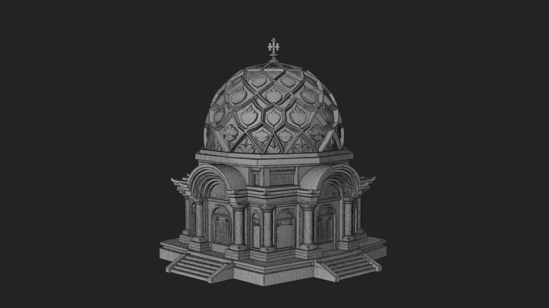 Lattice Dome Shrine Temple Design 1 3D Print Model 3D Model