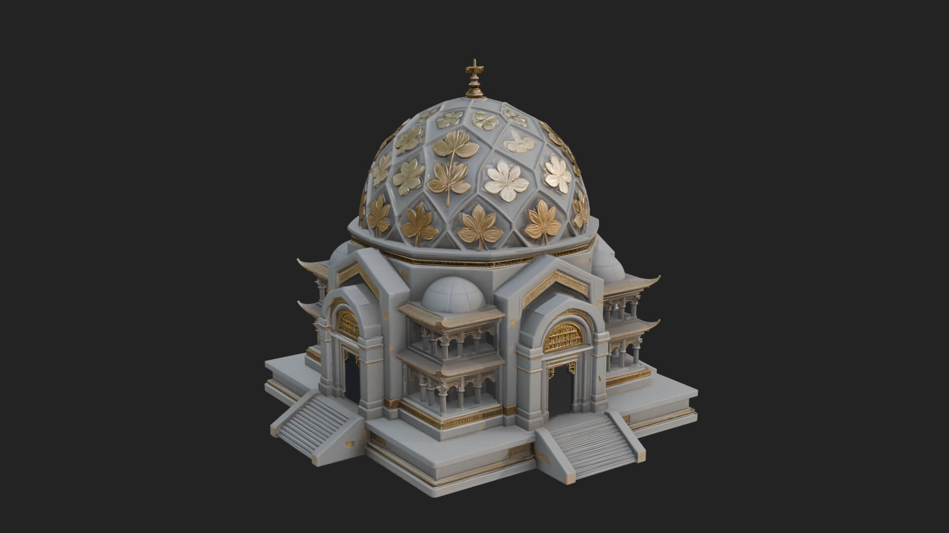 Lattice Dome Shrine Temple Design 2 3D Print Model 3D Model