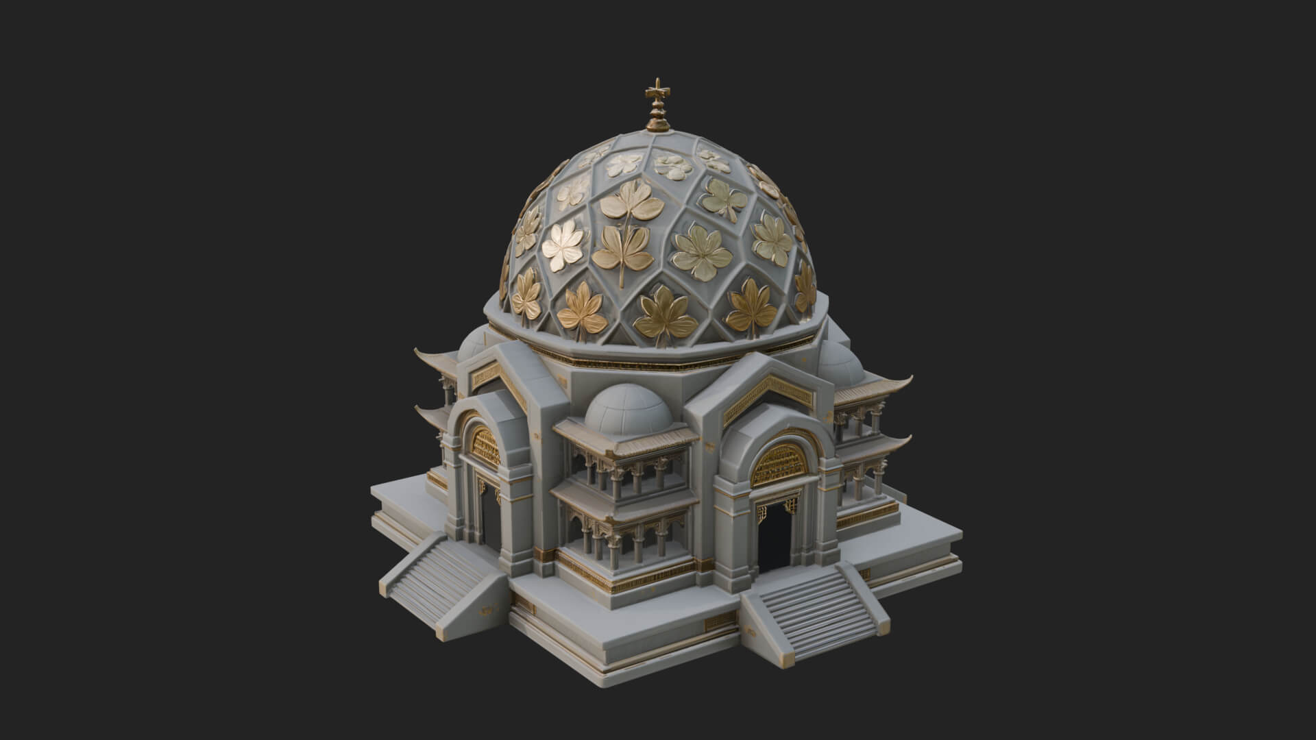 Lattice Dome Shrine Temple Design 2 3D Print Model 3D Model