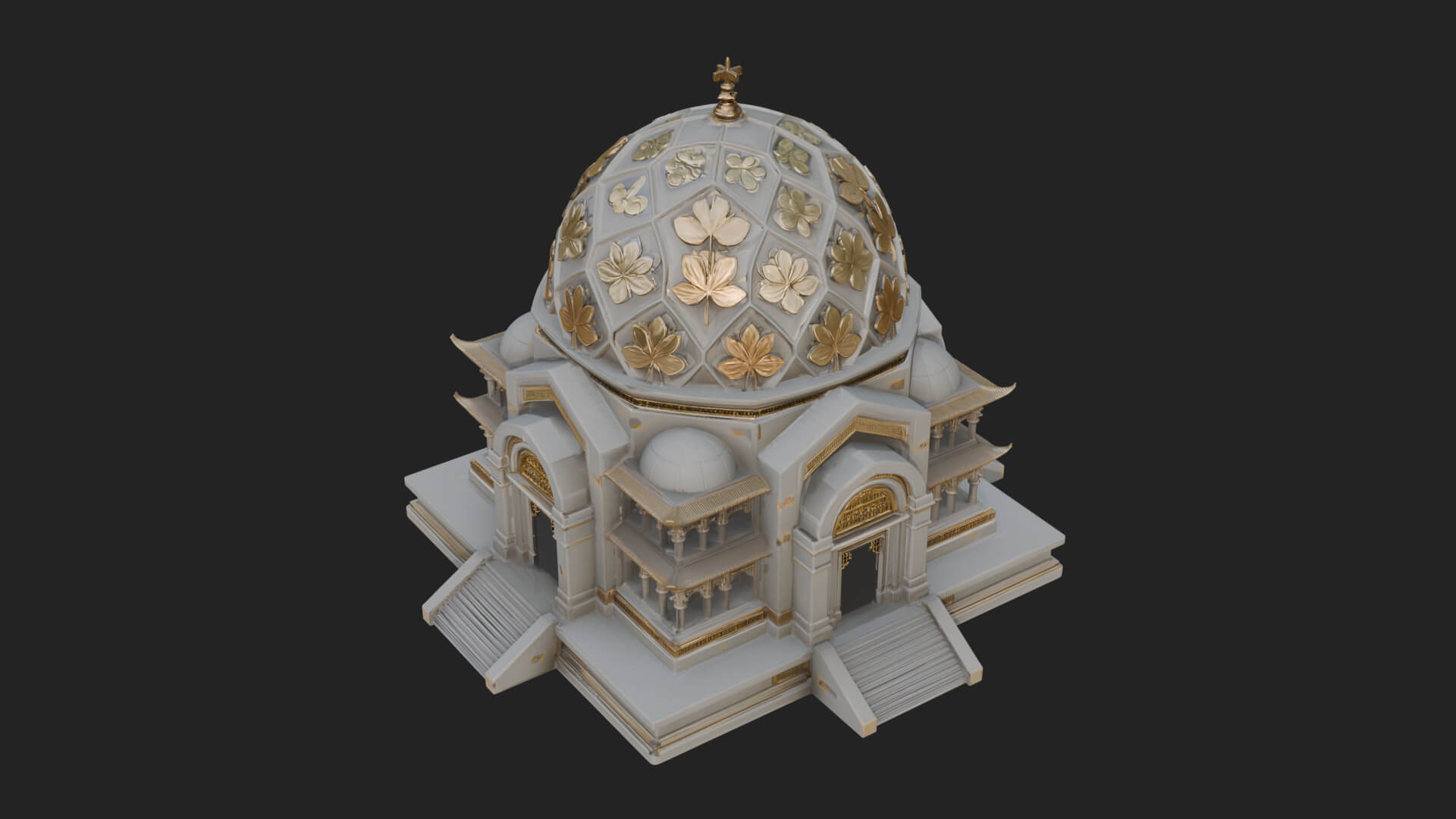 Lattice Dome Shrine Temple Design 2 3D Print Model 3D Model