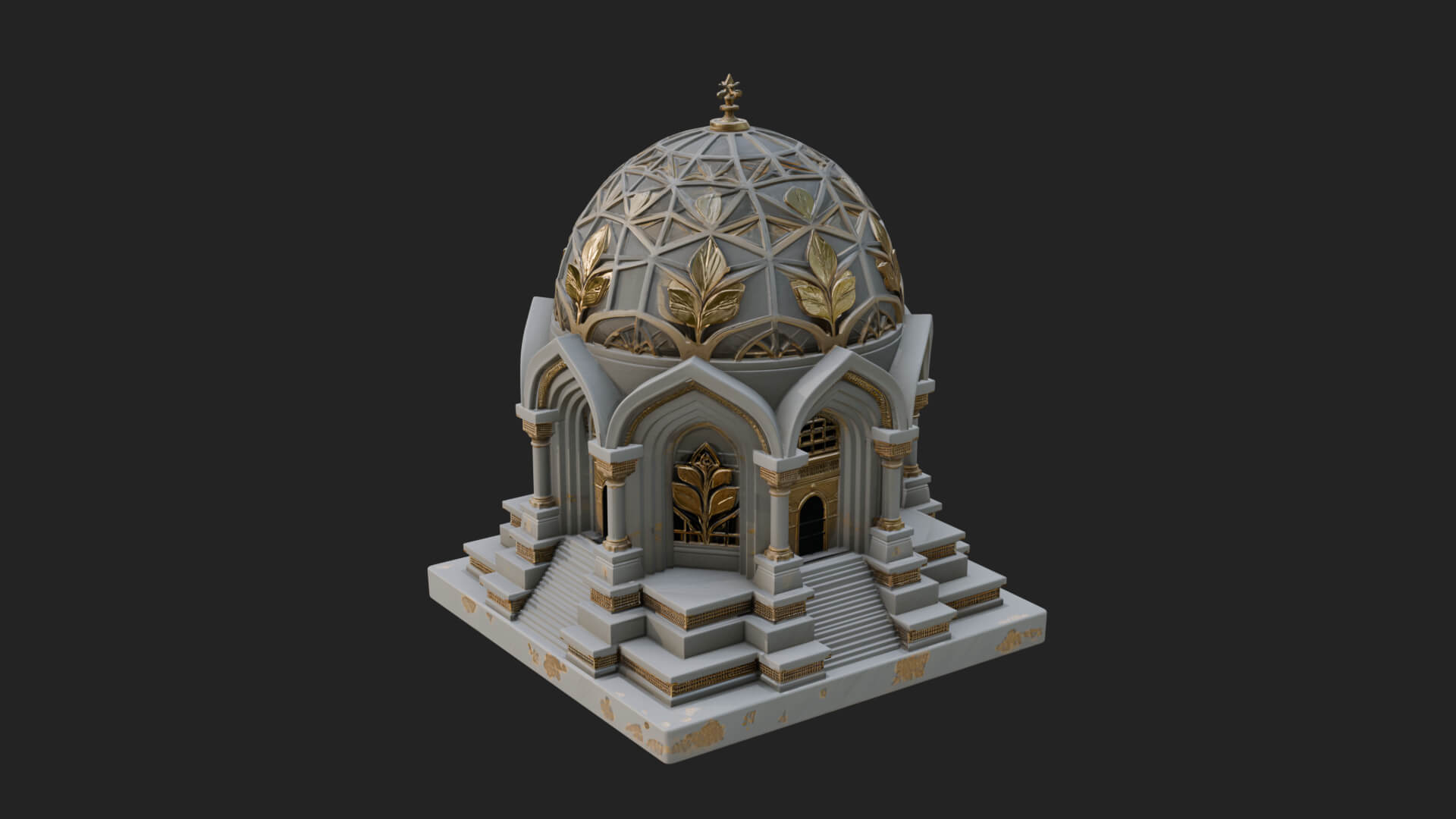 Lattice Dome Shrine Temple Design 3 3D Print Model 3D Model