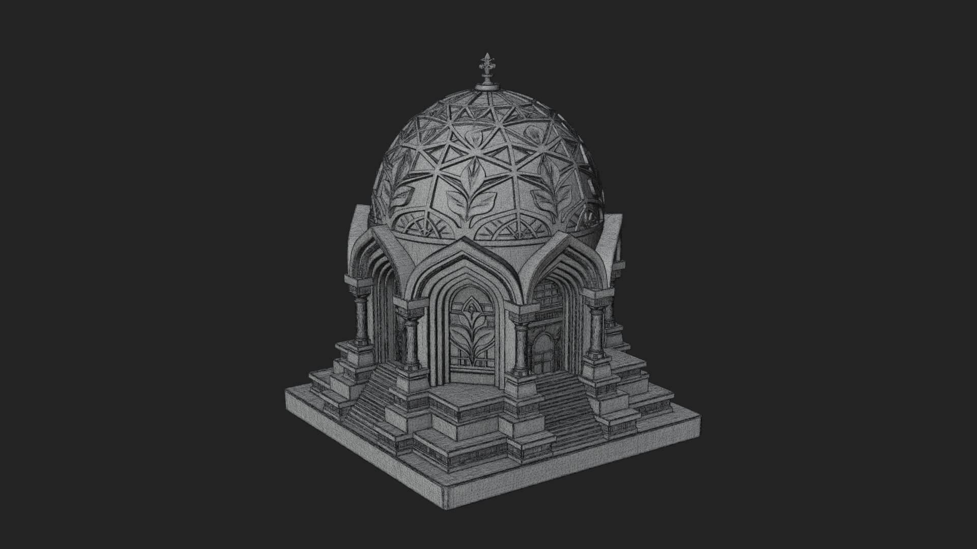 Lattice Dome Shrine Temple Design 3 3D Print Model 3D Model