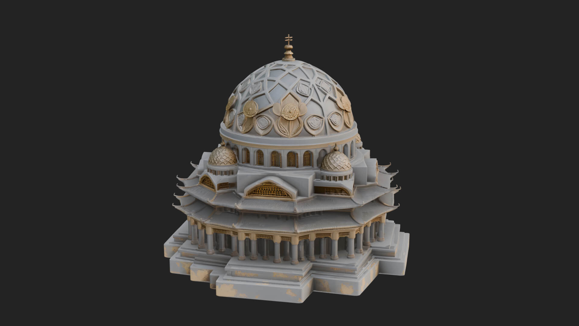 Lattice Dome Shrine Temple Design 4 3D Print Model 3D Model