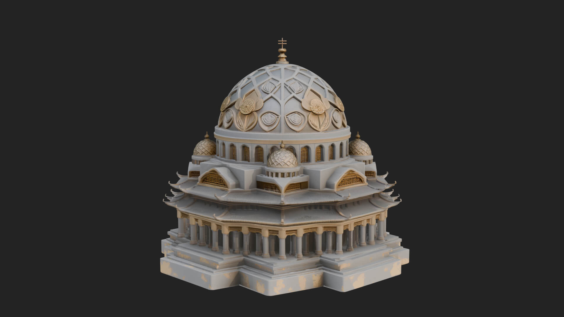 Lattice Dome Shrine Temple Design 4 3D Print Model 3D Model