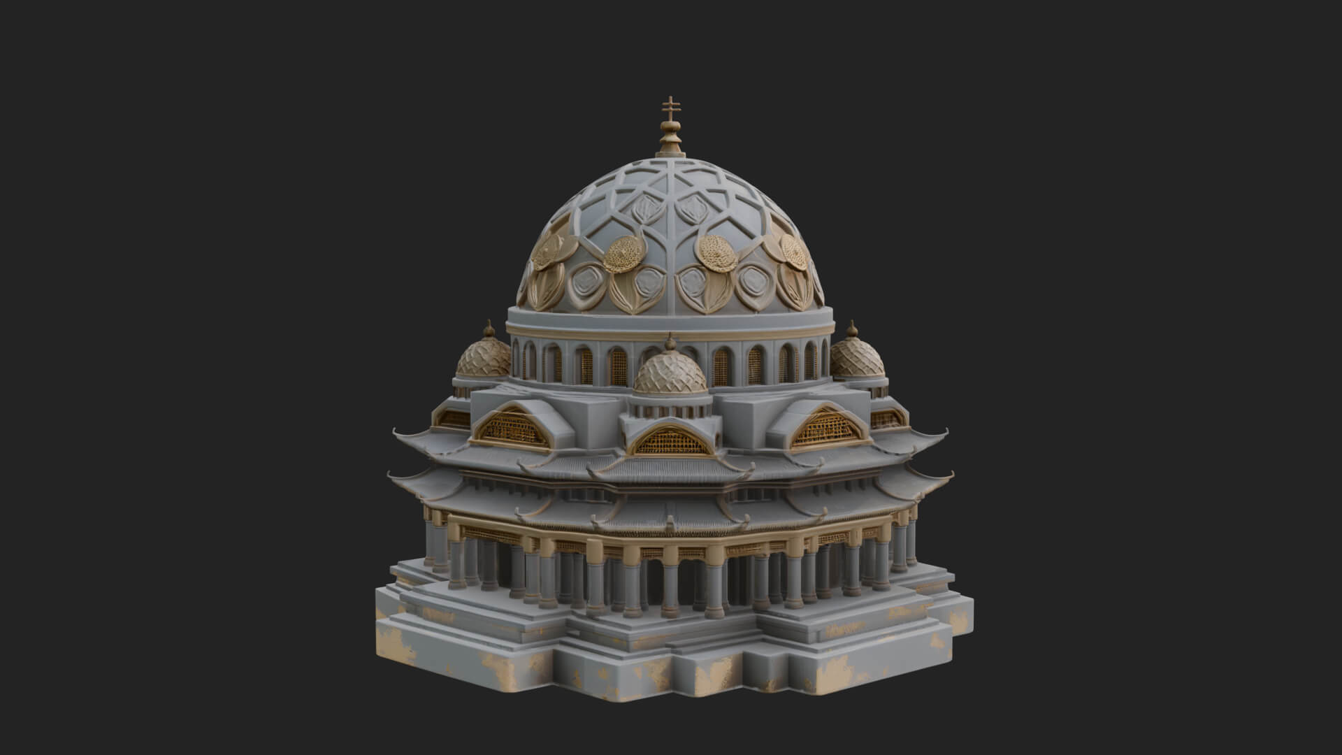 Lattice Dome Shrine Temple Design 4 3D Print Model 3D Model